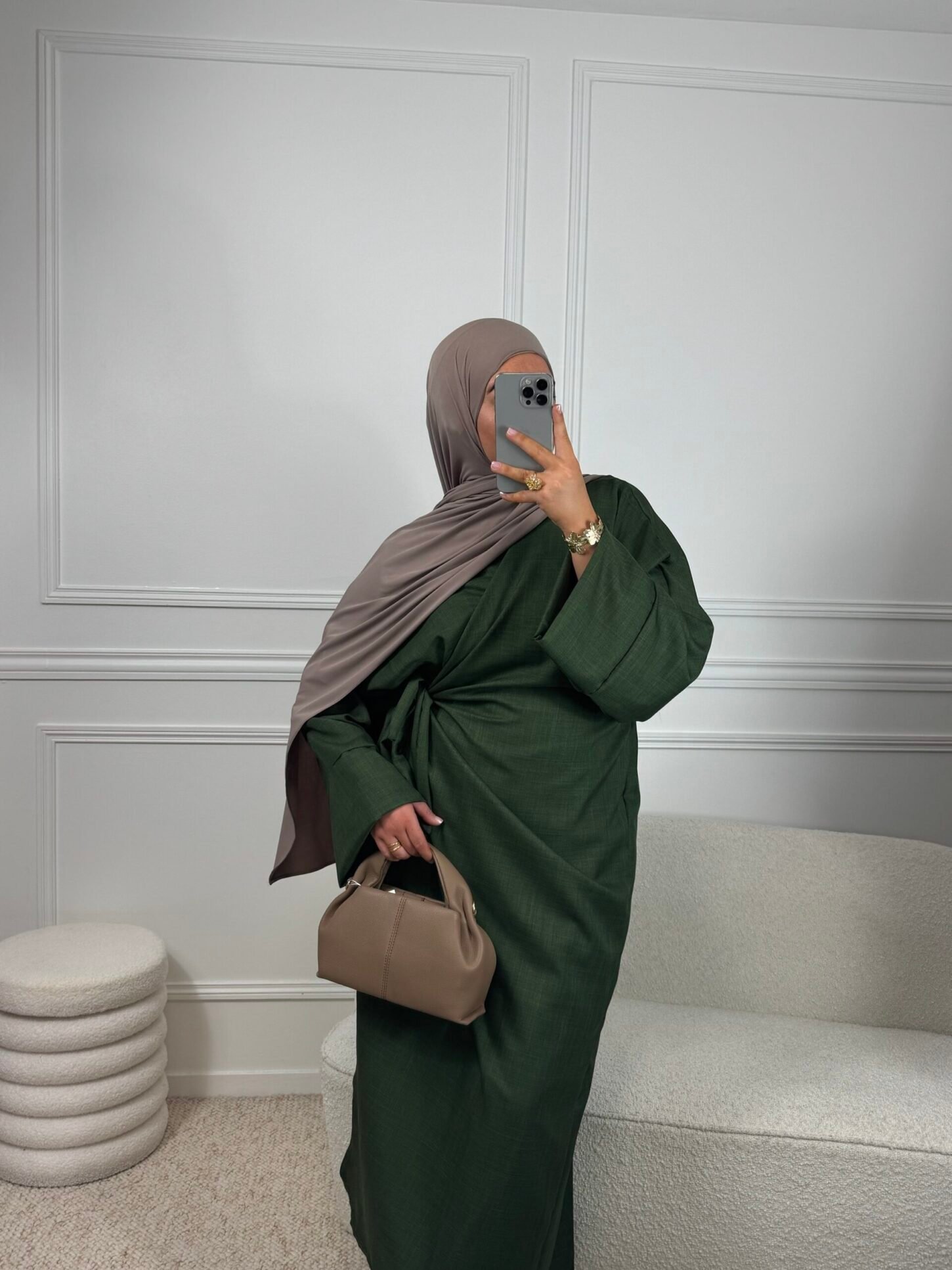 Abaya/kimono noeud - kaki