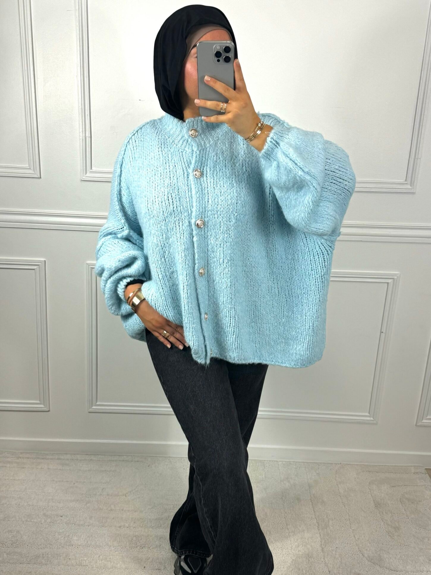 Cardigan bouton - bleu