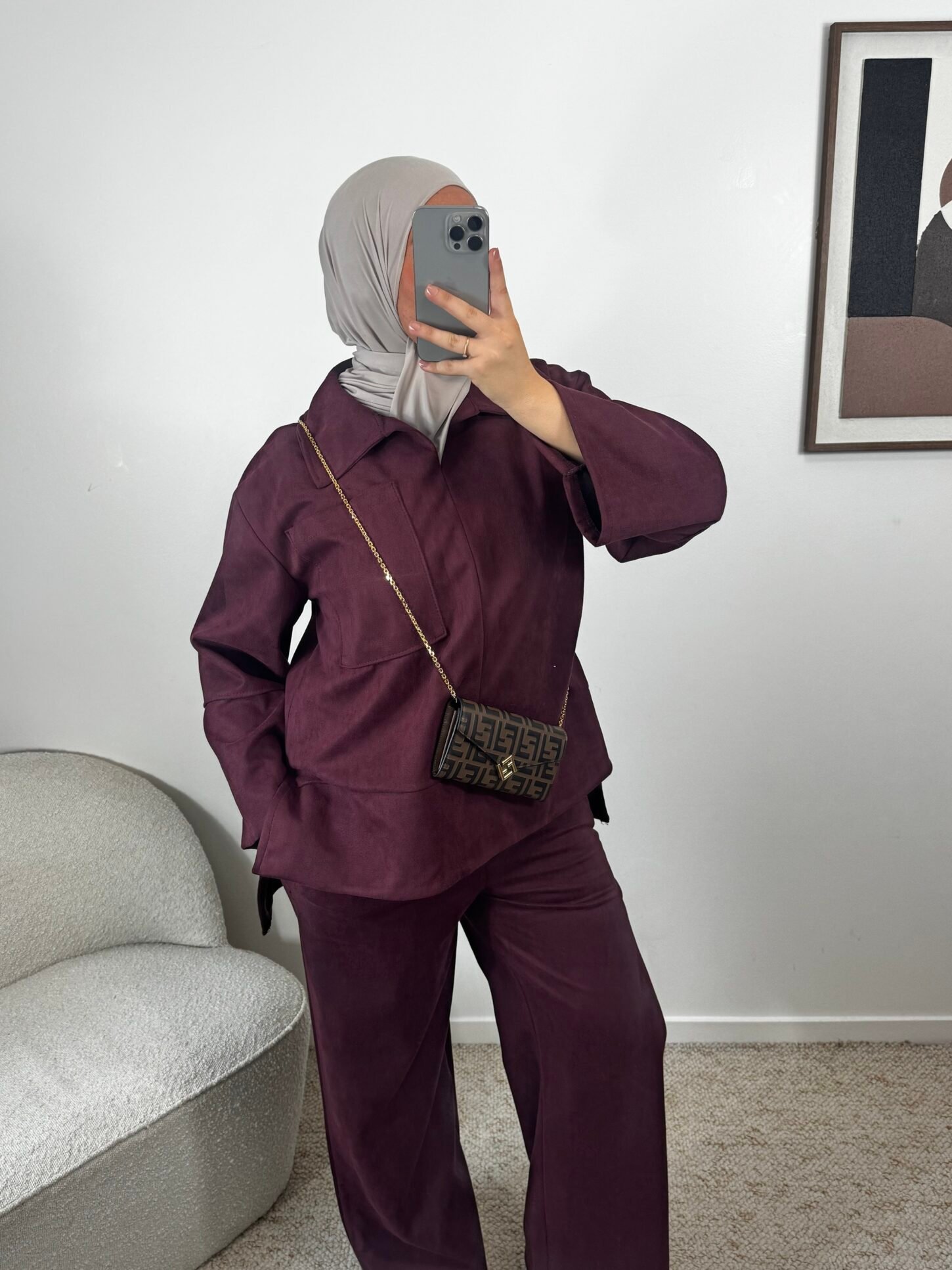 Ensemble en daim - bordeau – Image 2
