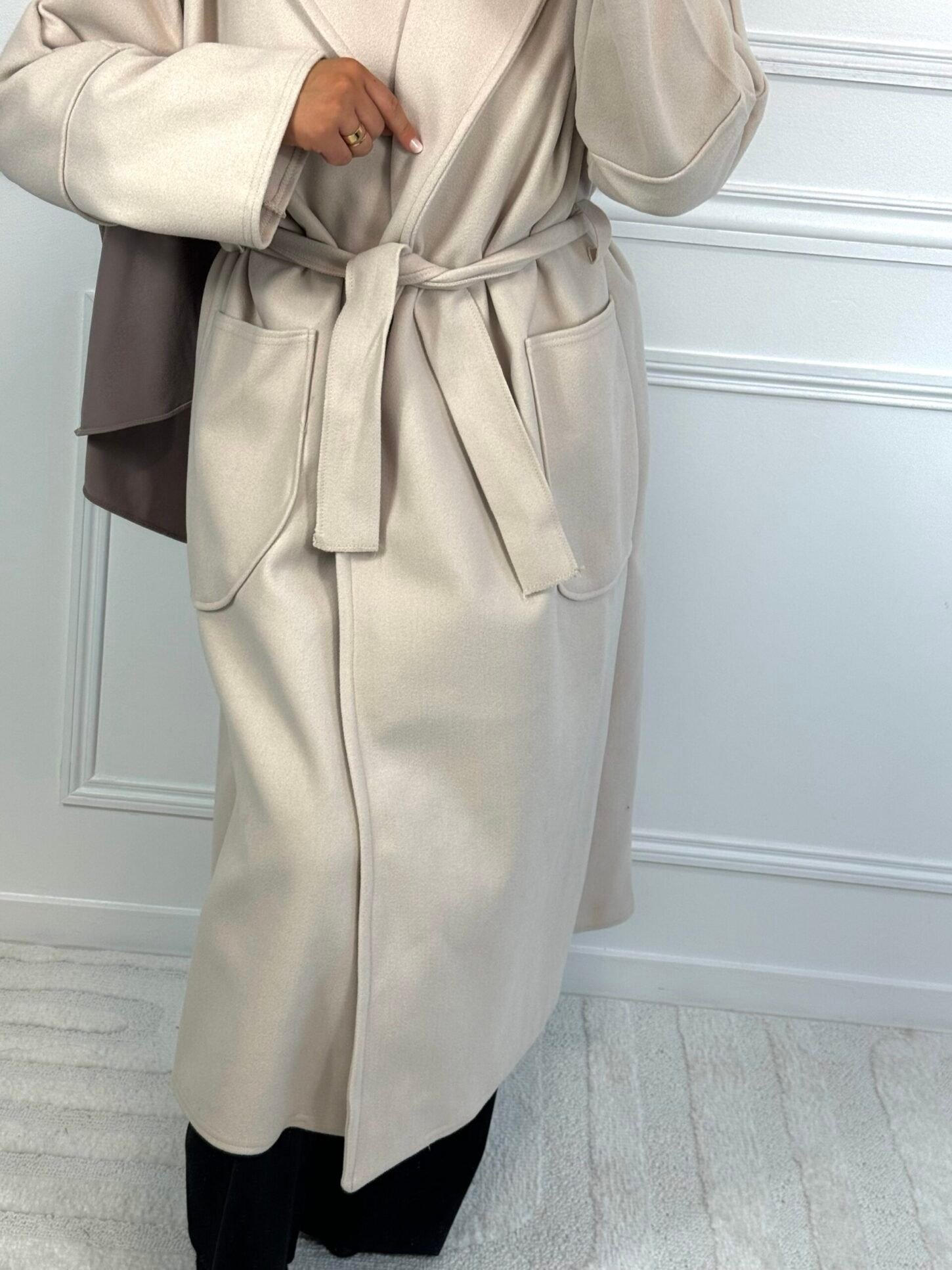 Manteau à nouer - beige – Image 3