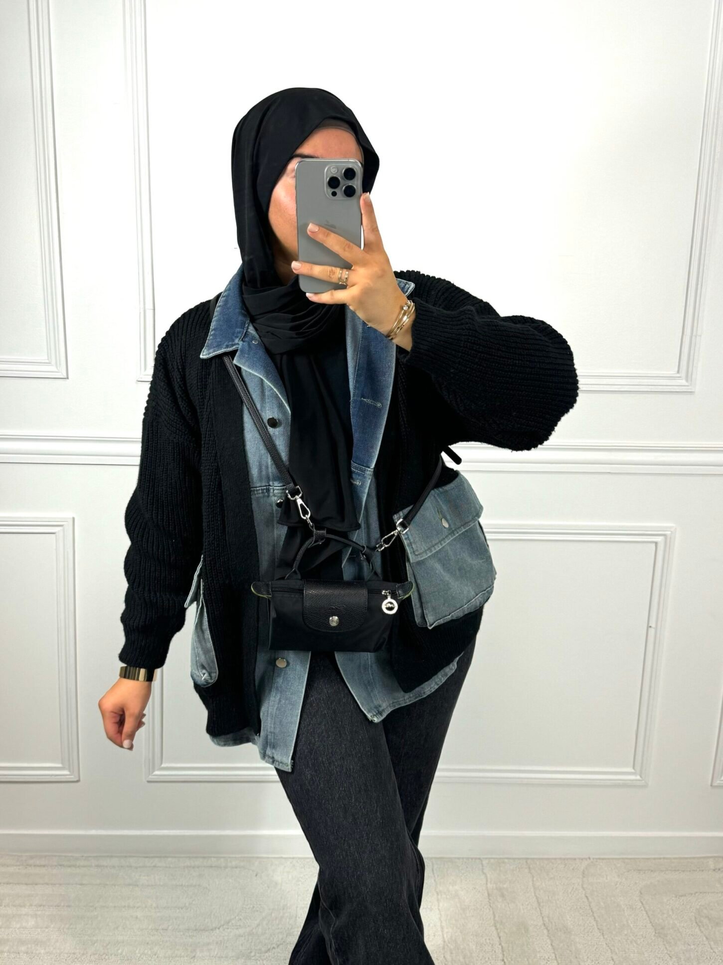 Veste bi-matières - noir