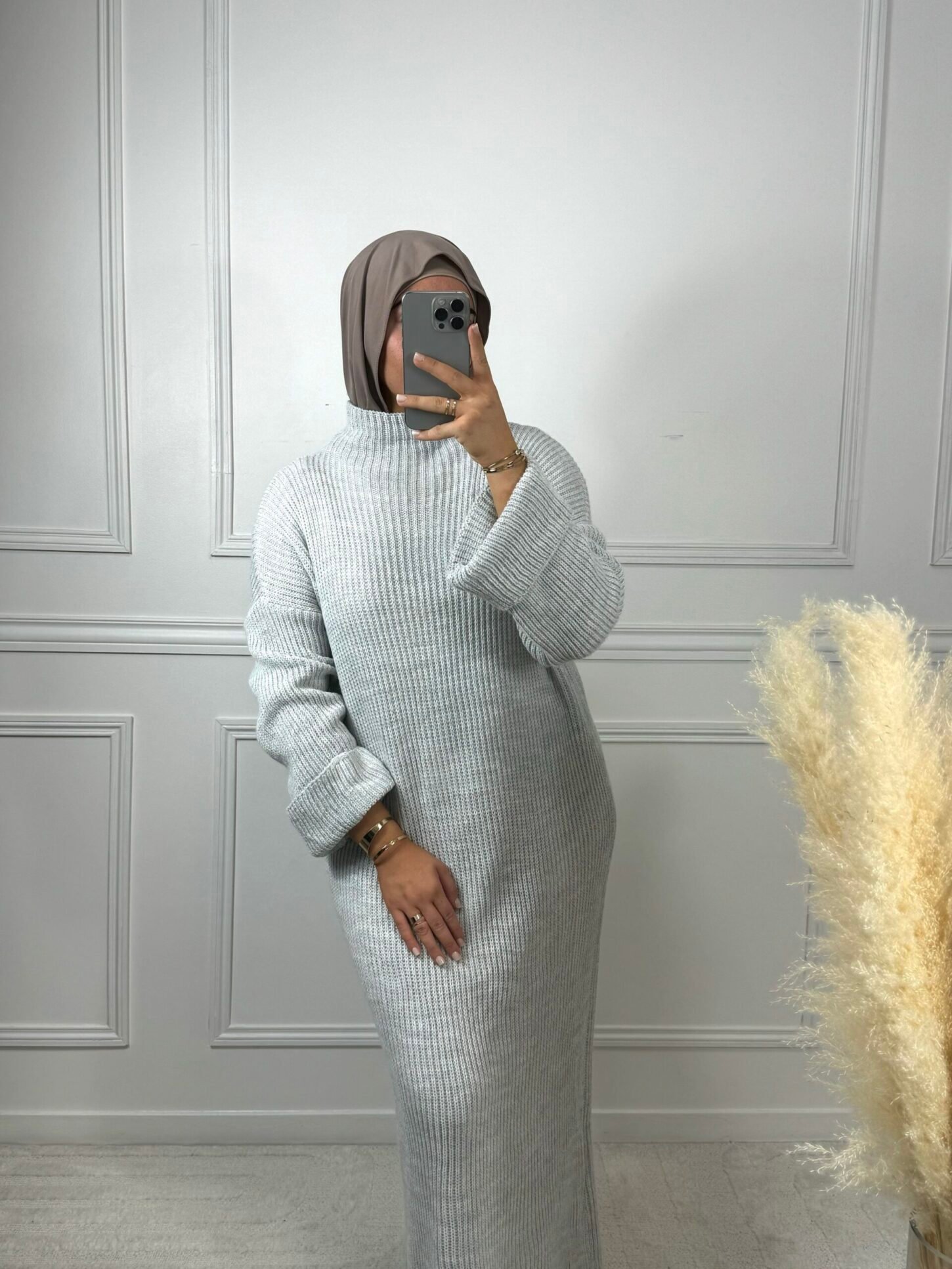 Abaya laine - gris clair