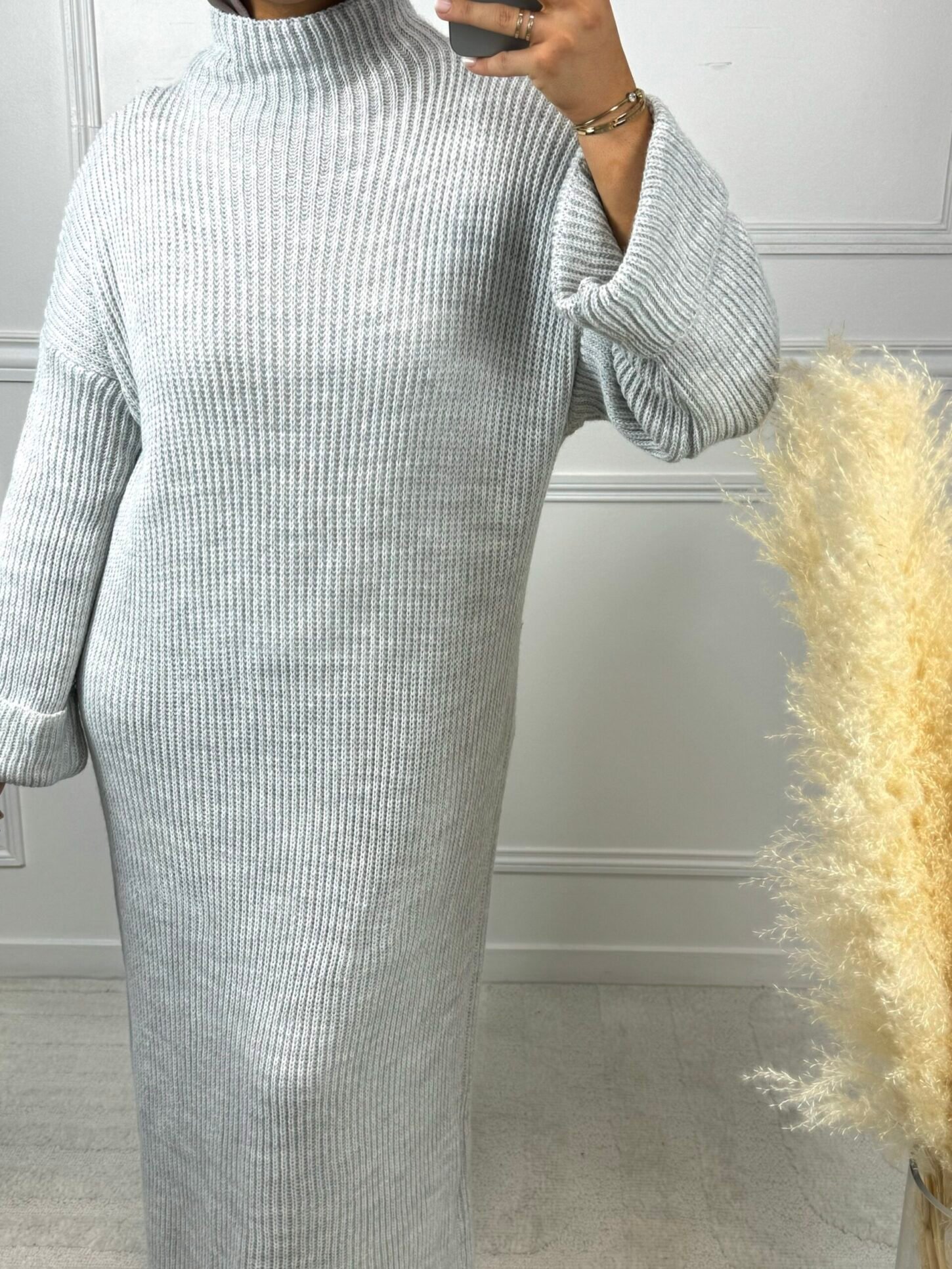 Abaya laine - gris clair – Image 2