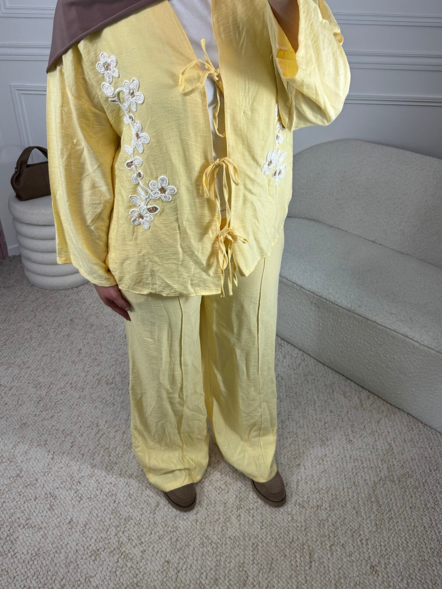 Set Gilet Fleurs – jaune – Image 2