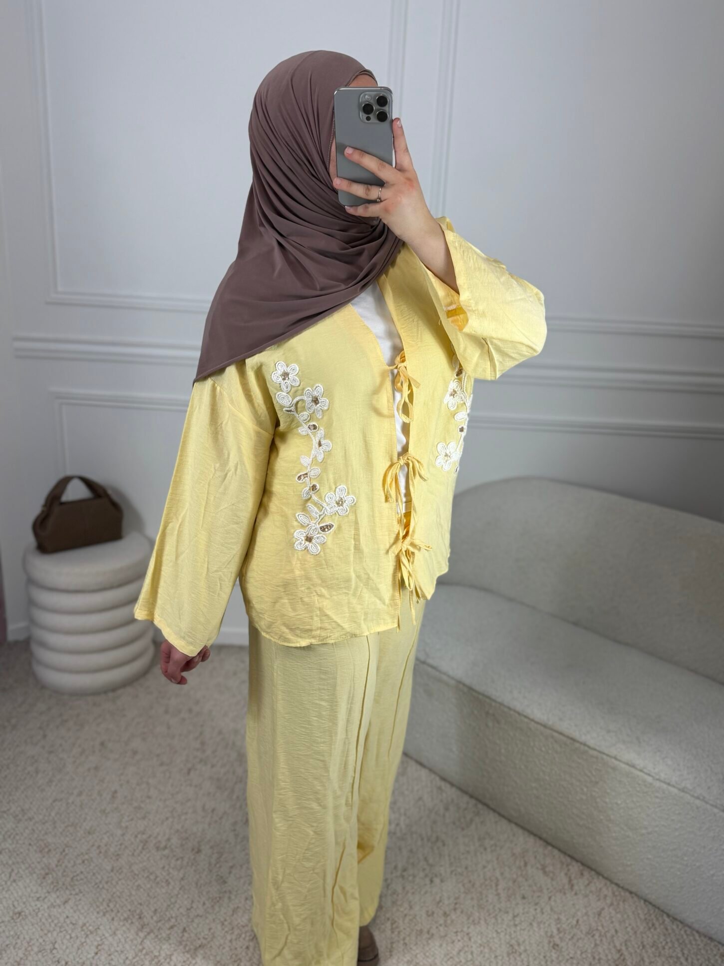 Set Gilet Fleurs – jaune