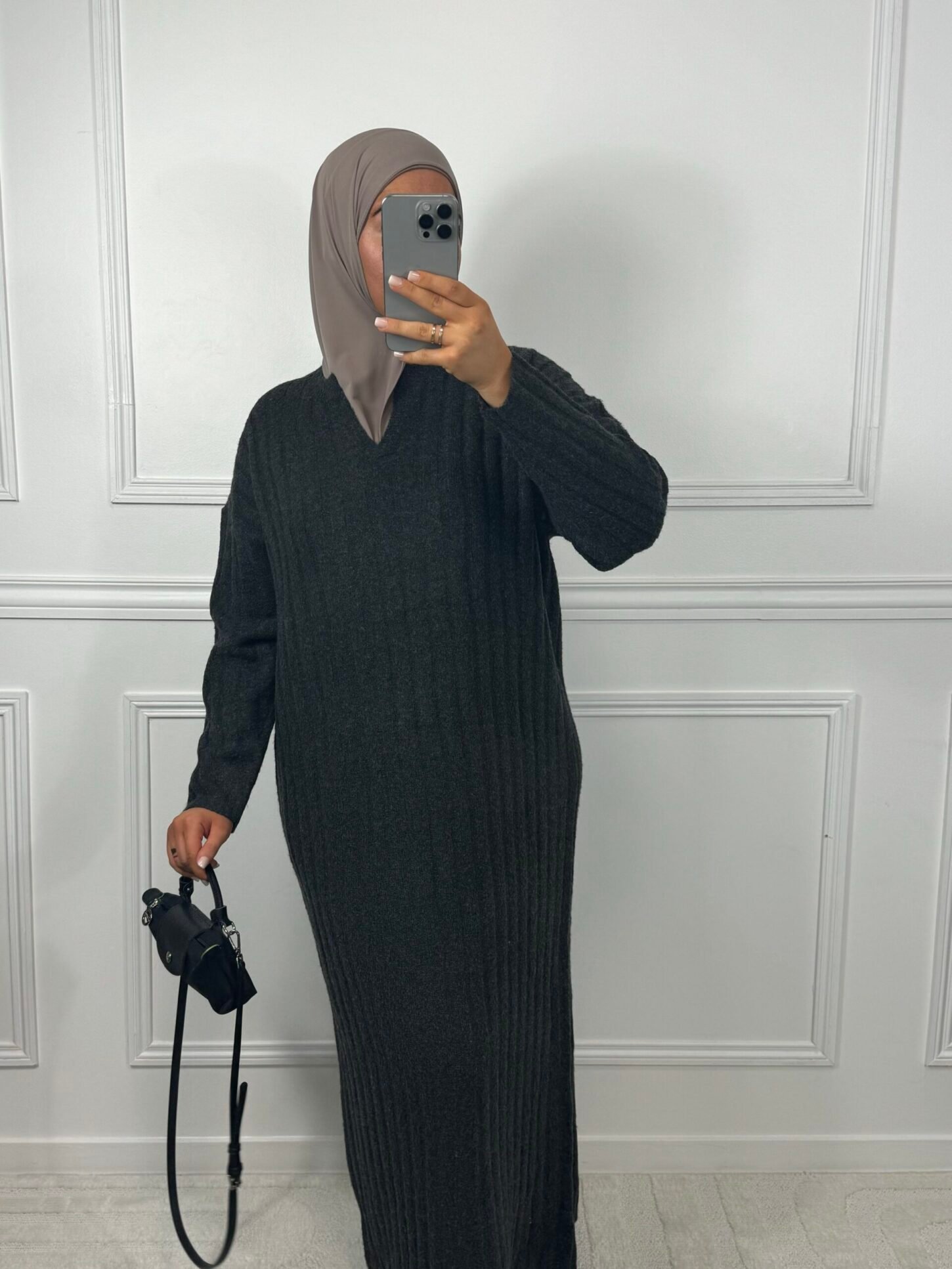 Abaya Ziah - noir grisé