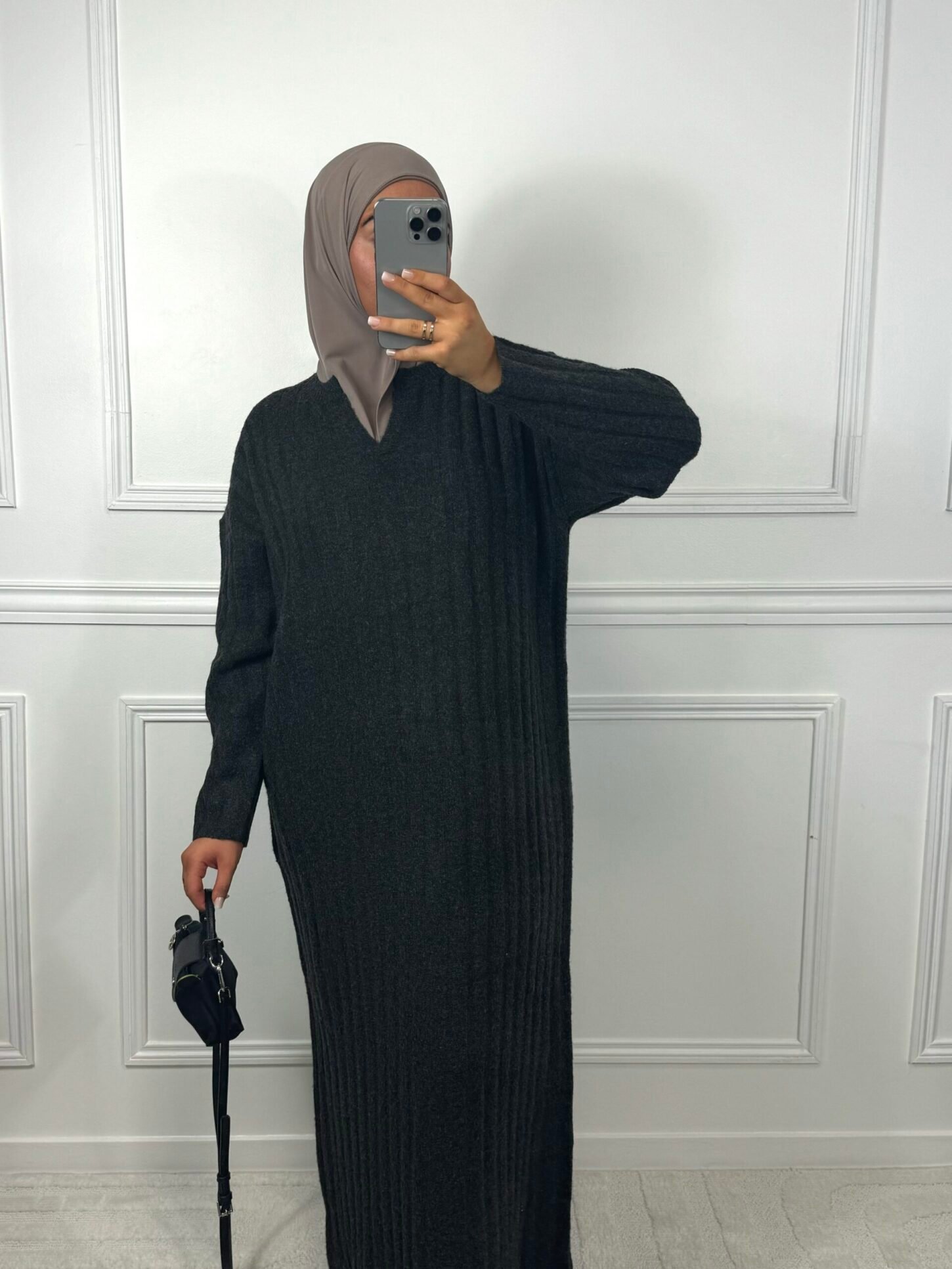 Abaya Ziah - noir grisé – Image 2