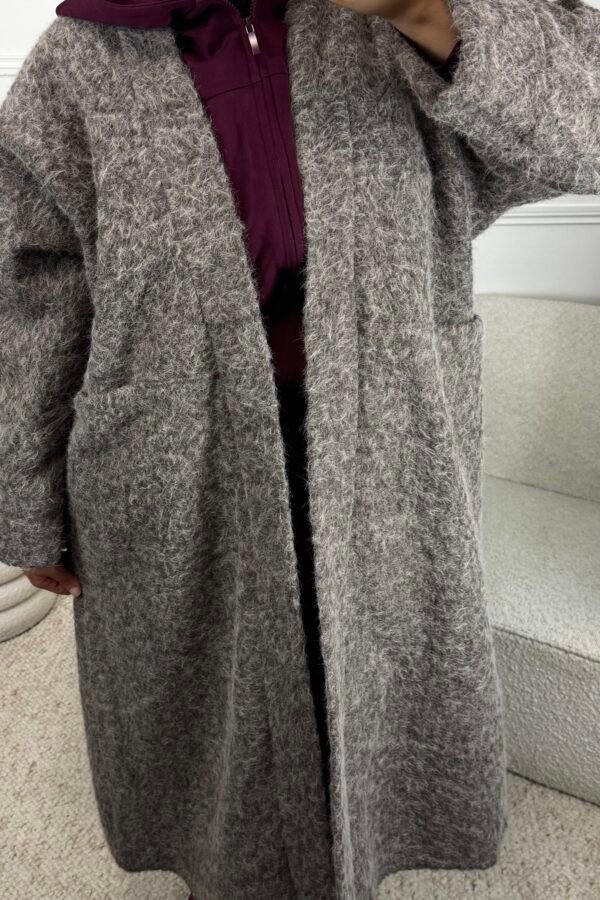 Manteau laine bouclé  – taupe