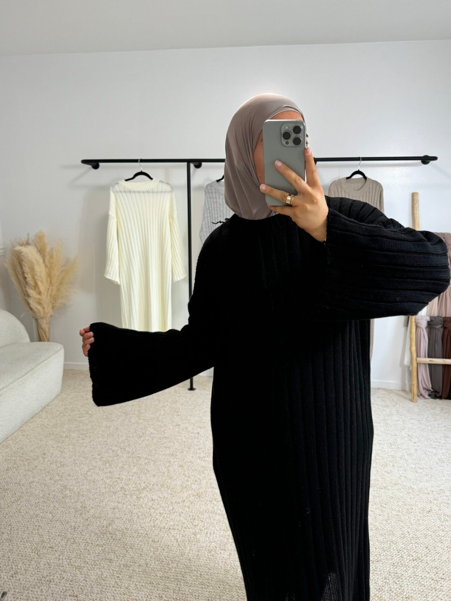 Abaya rayure - noir