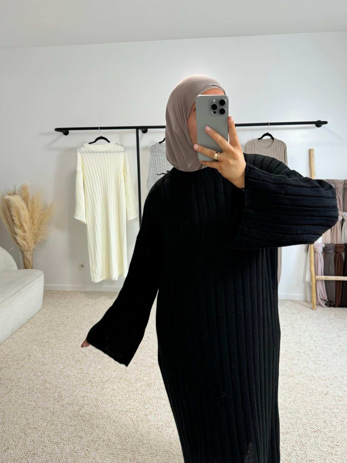 Abaya rayure - noir – Image 2