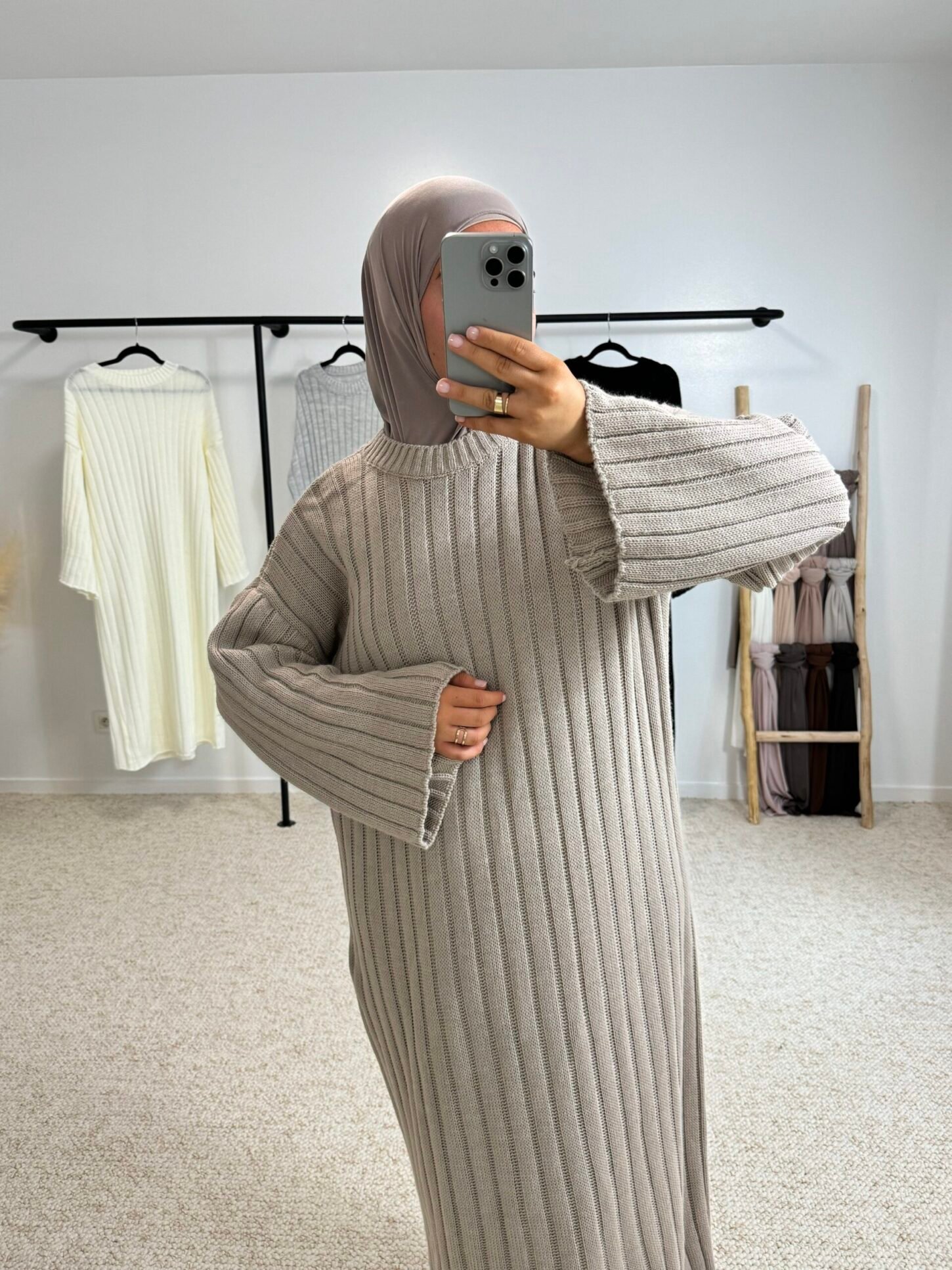 Abaya rayure - beige – Image 2