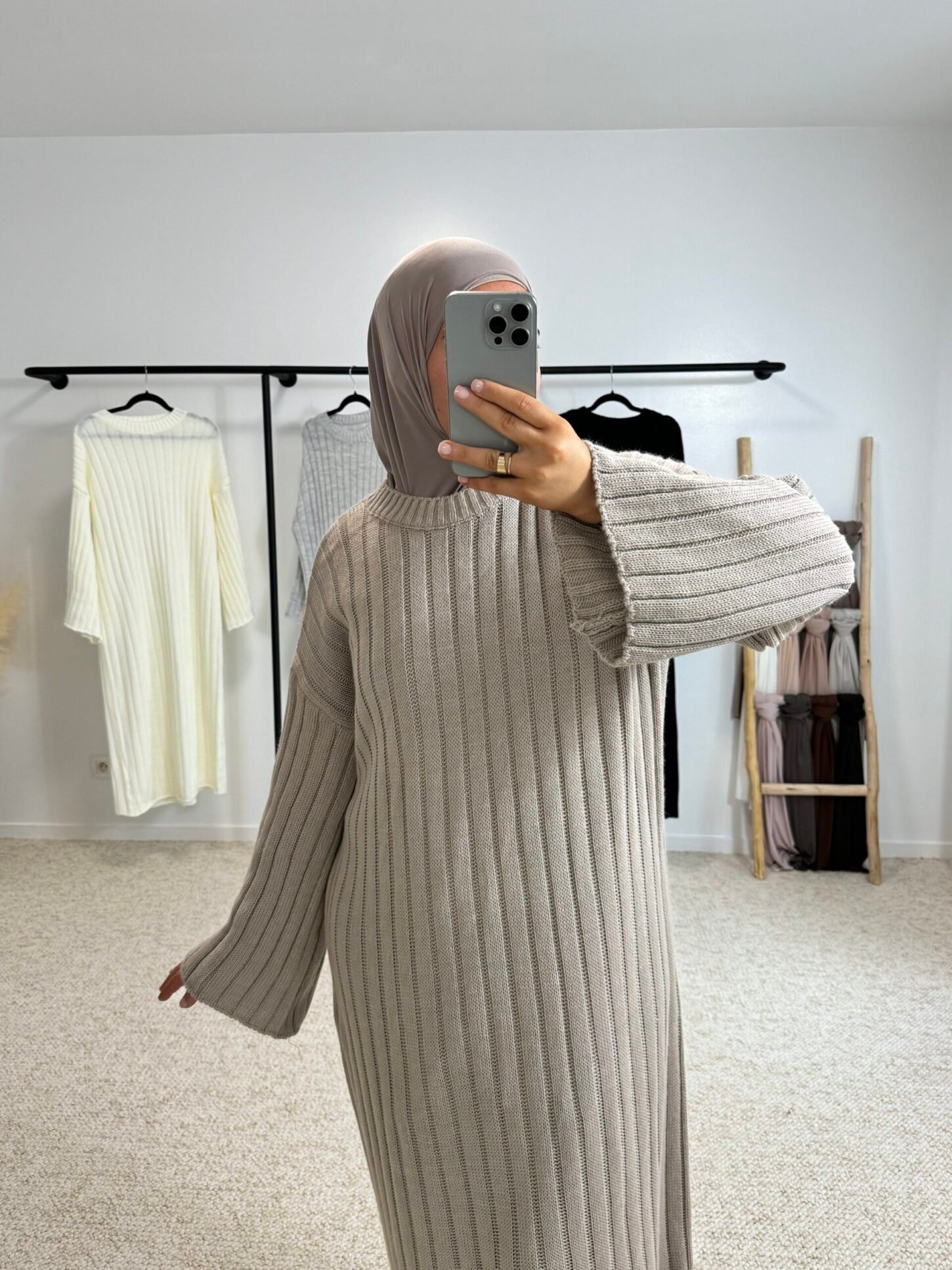 Abaya rayure - beige – Image 3