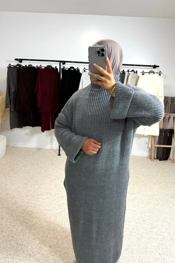Abaya laine – gris fonce