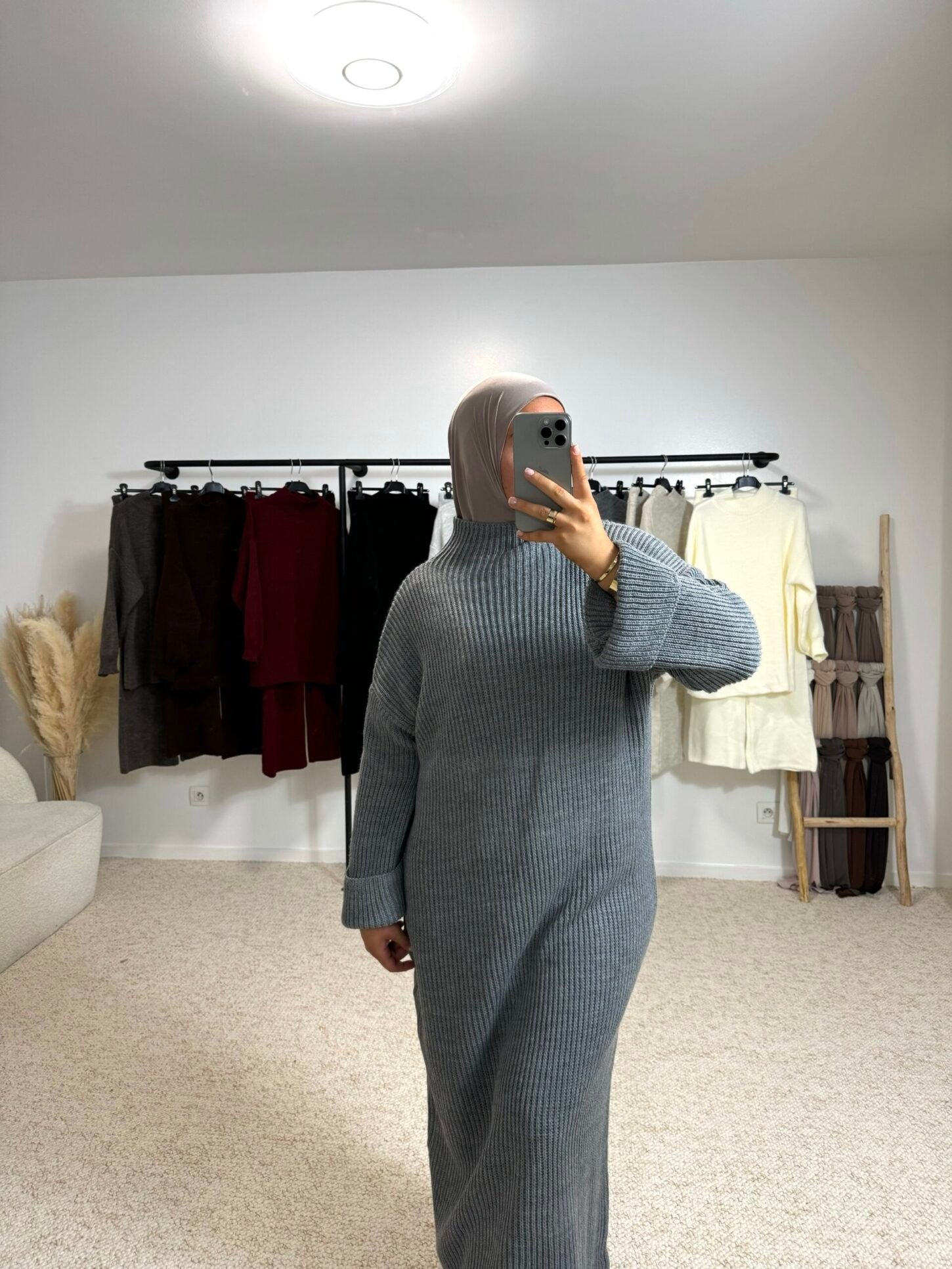 Abaya laine - gris fonce – Image 2