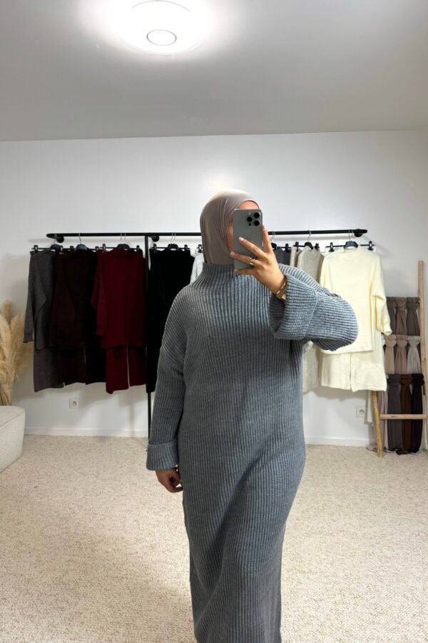 Abaya laine – gris fonce