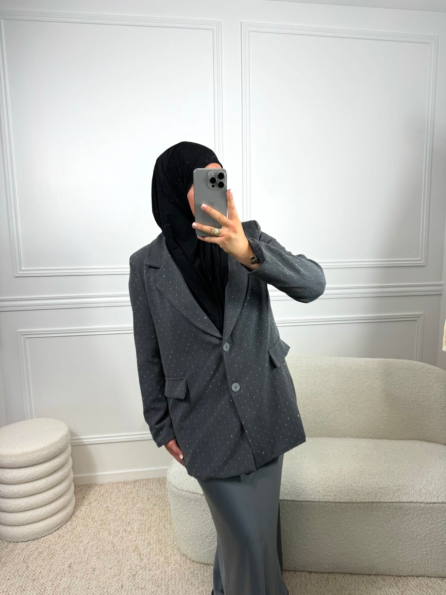 Blazer brillant  - gris – Image 4