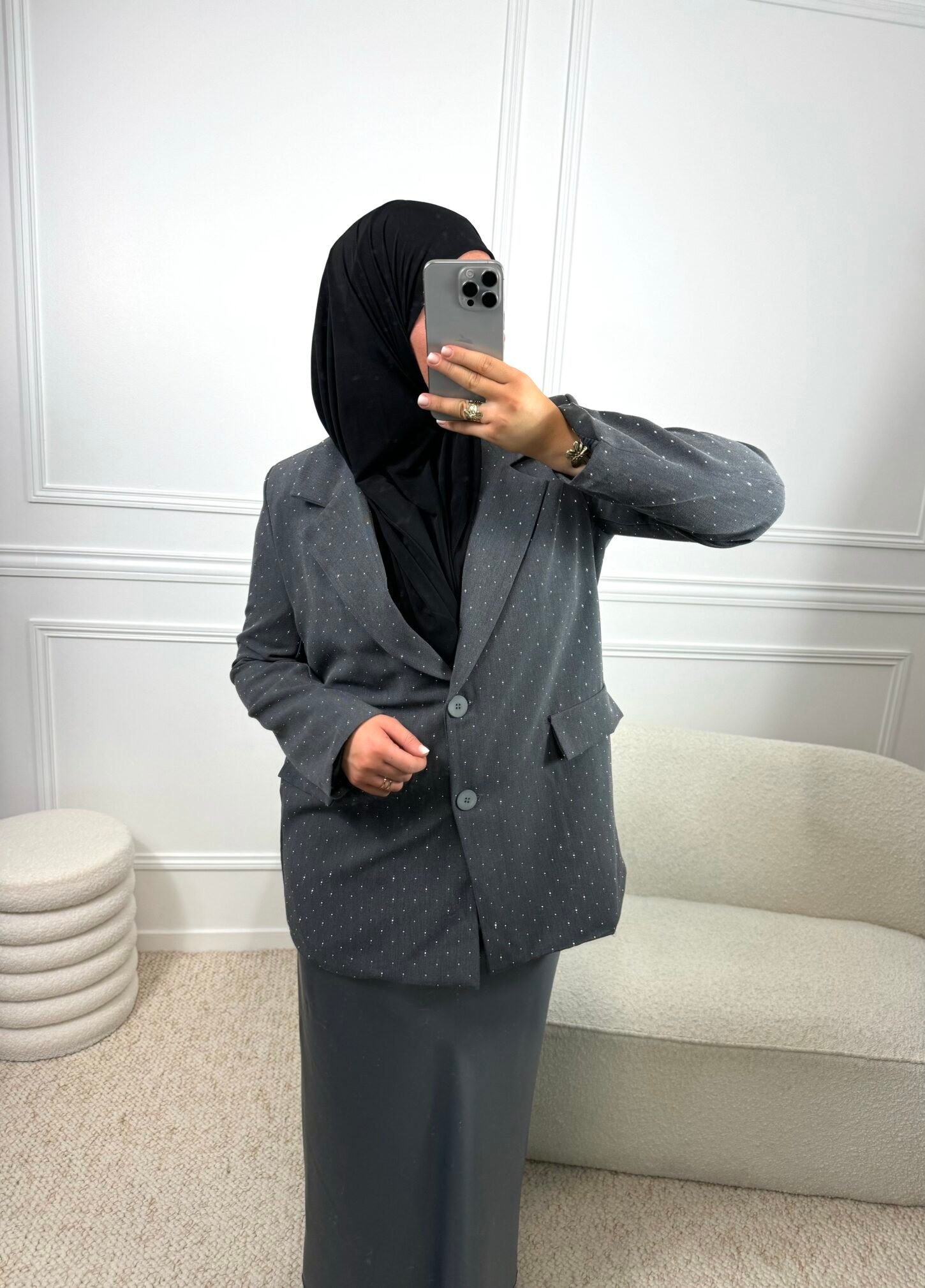 Blazer brillant  - gris – Image 2