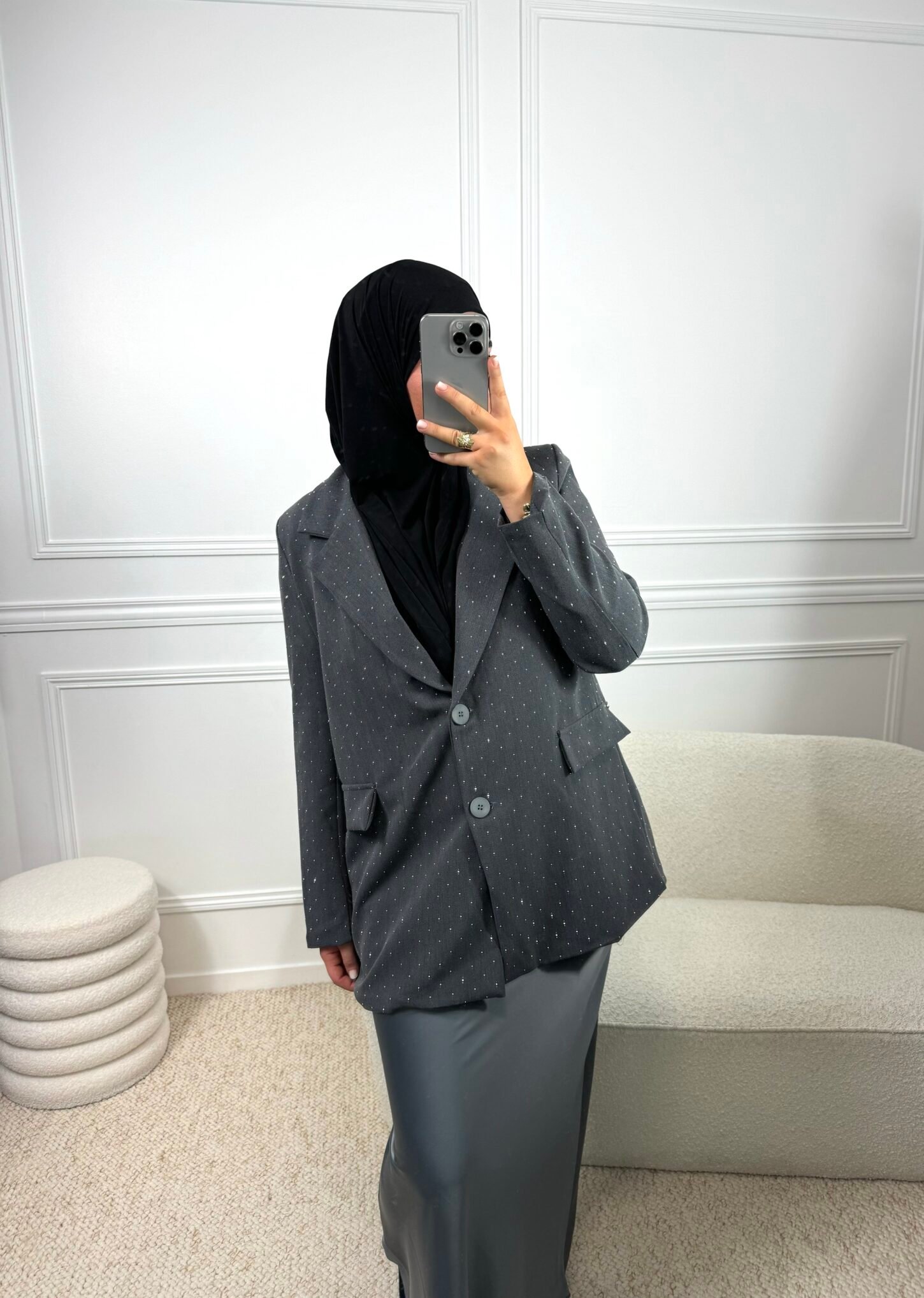 Blazer brillant  - gris – Image 3