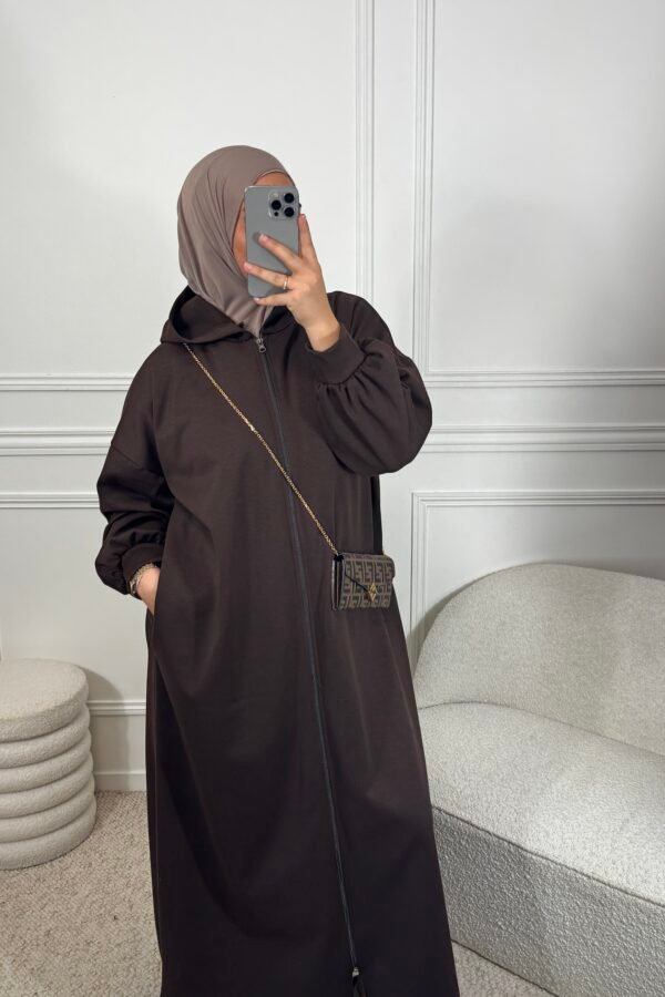 Abaya zip – marron