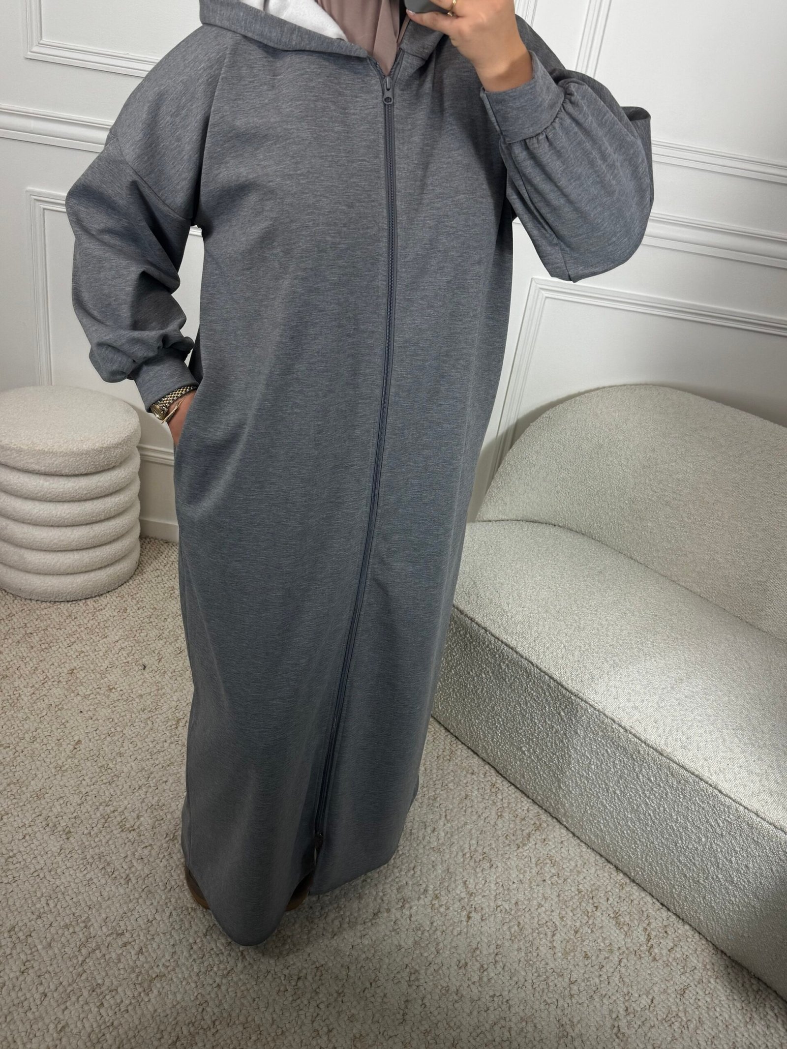 Abaya zip - grise – Image 2