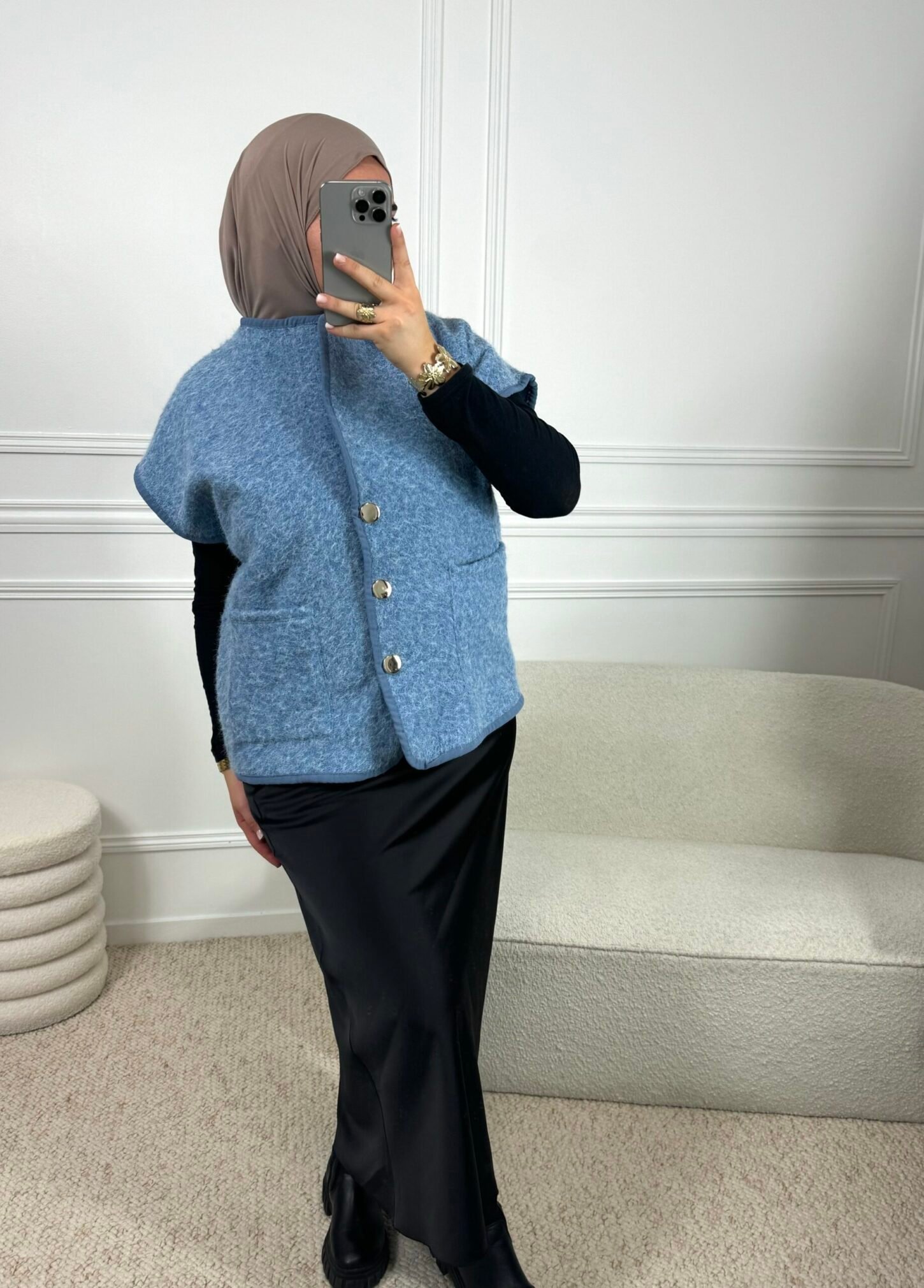 Gilet Manche Courte - Bleu