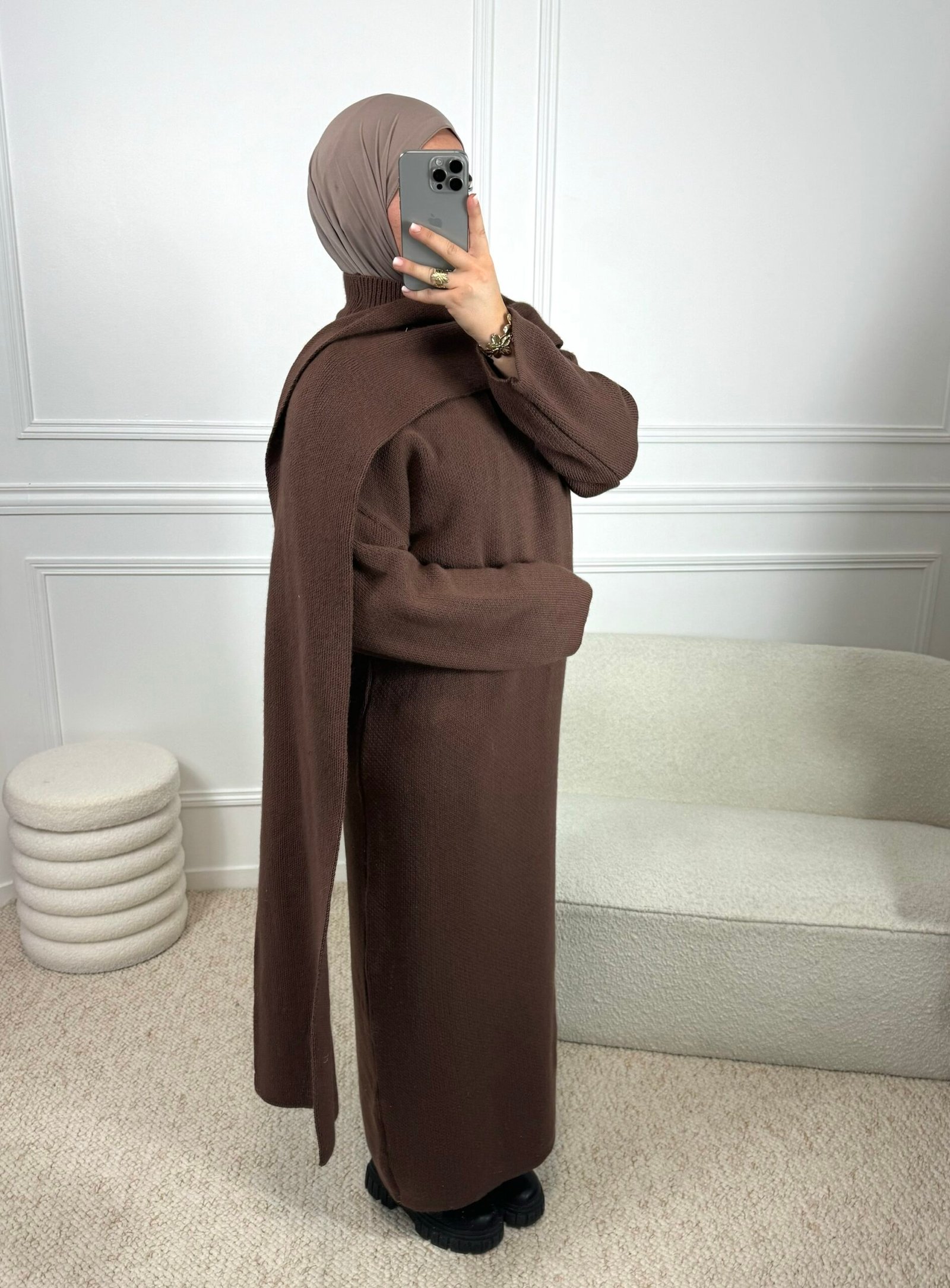 Abaya Laine Cape - marron – Image 2