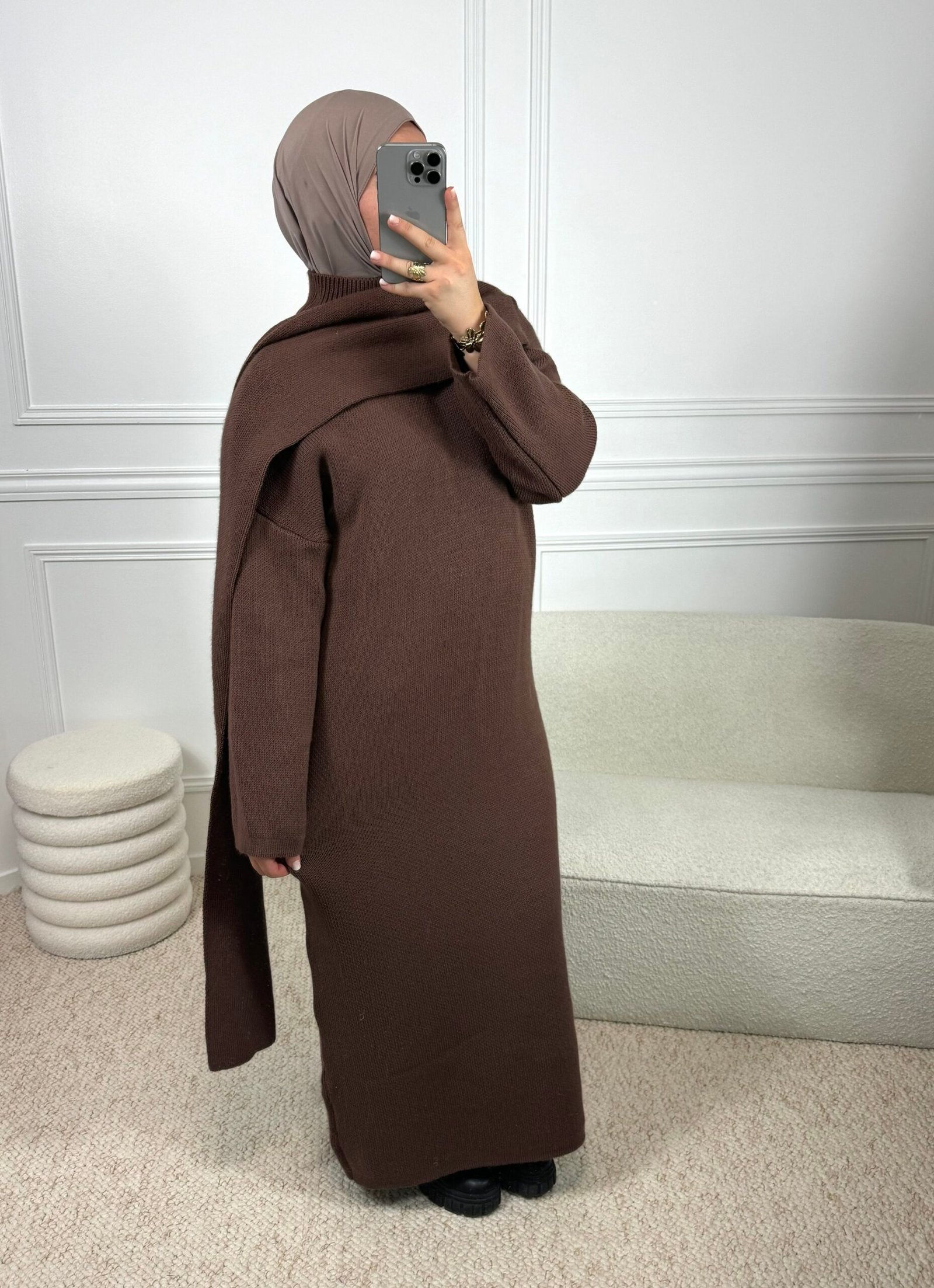 Abaya Laine Cape - marron