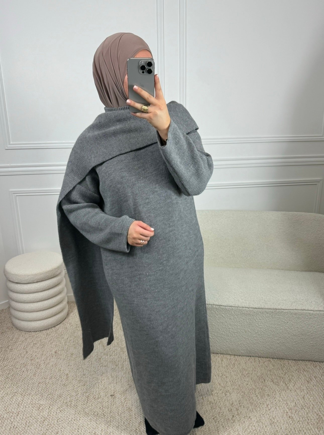 Abaya Laine Cape - Grise – Image 2