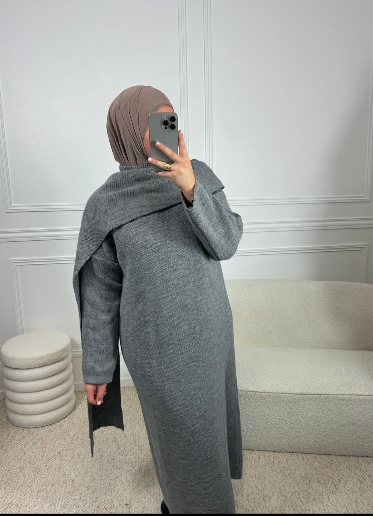 Abaya Laine Cape - Grise