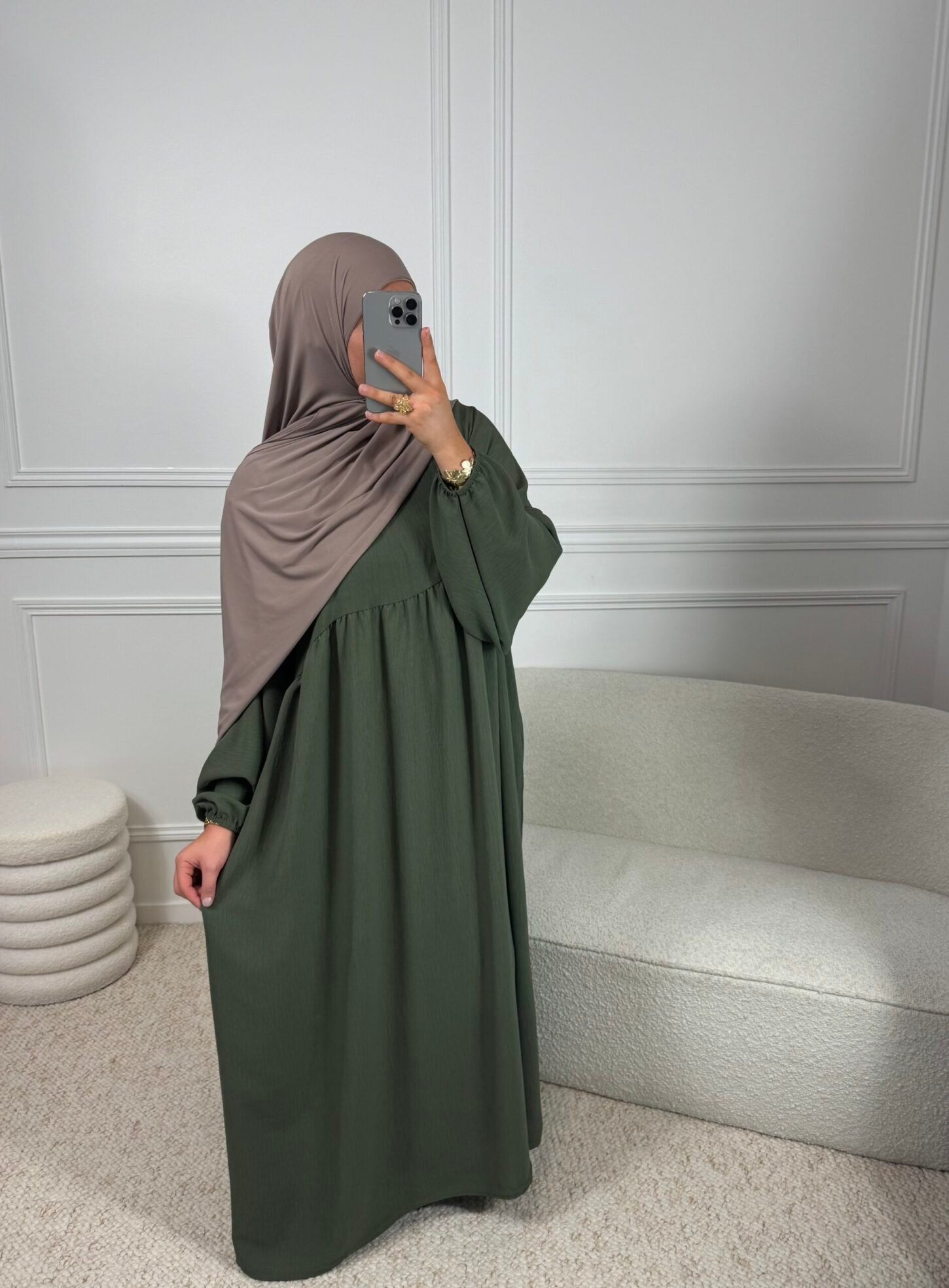 Abaya Manches Ballon Jazz - Verte