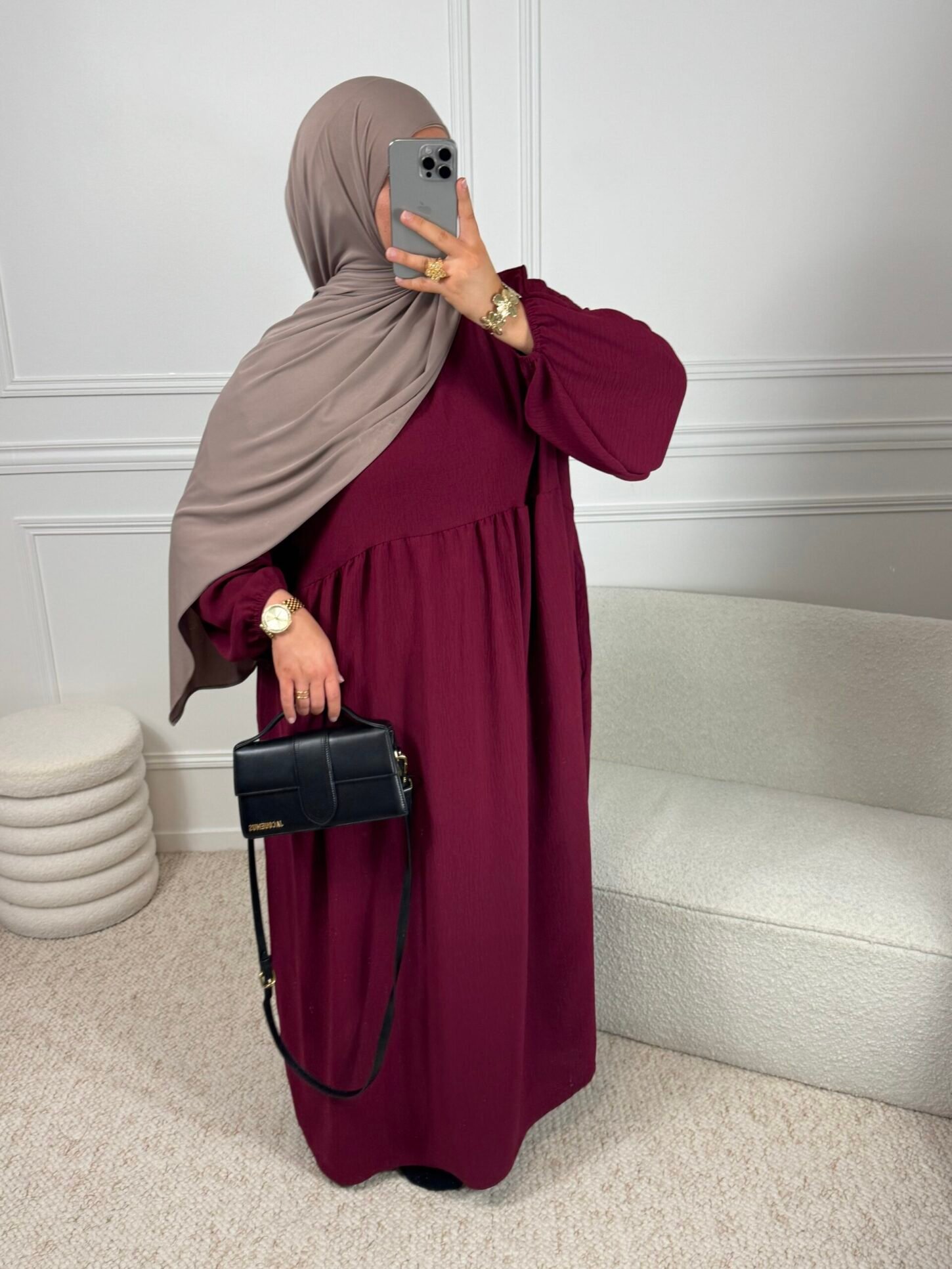 Abaya Manches Ballon Jazz - Rouge – Image 2