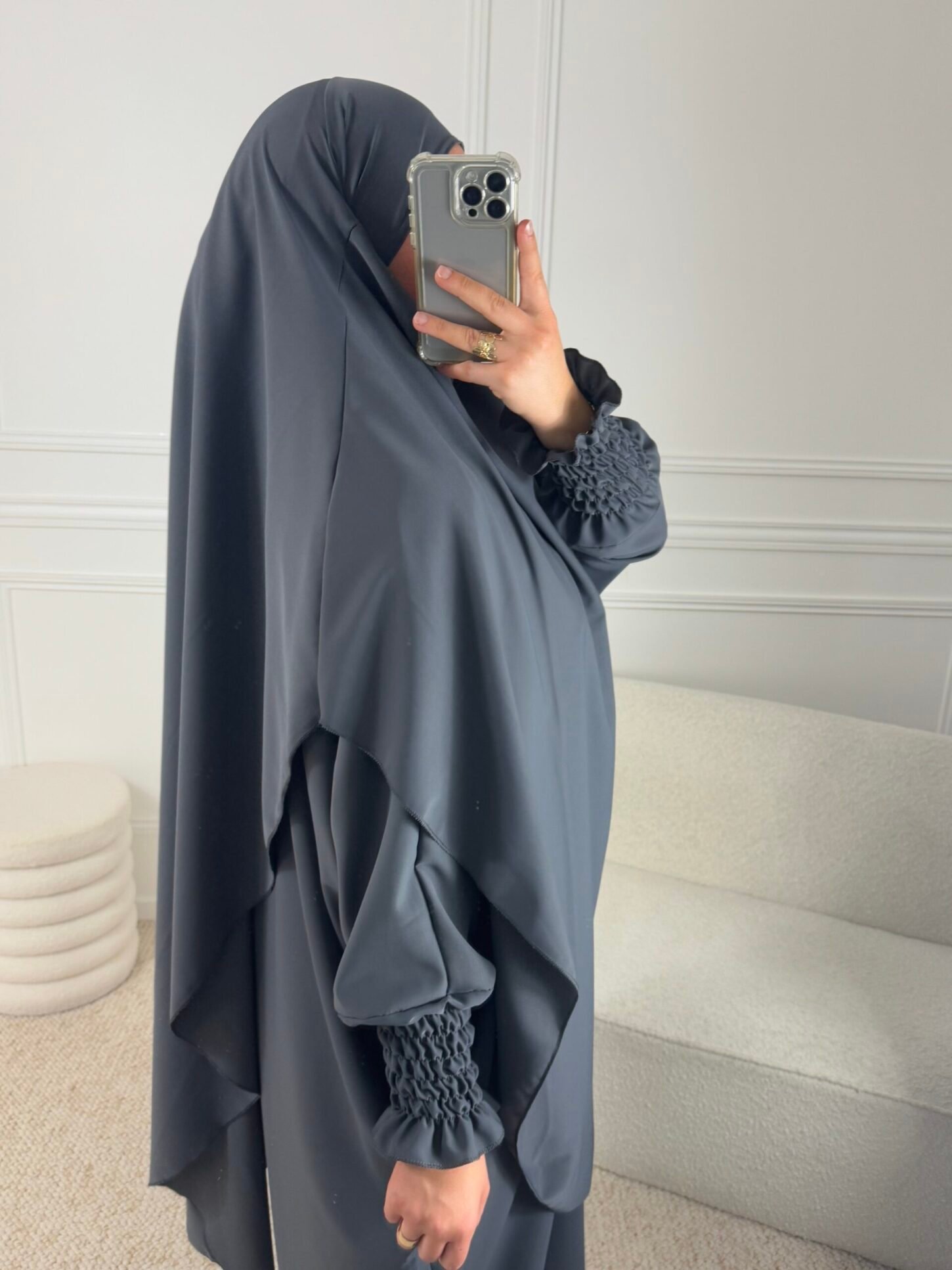 Set abaya & Long khimar - Anthracite – Image 2