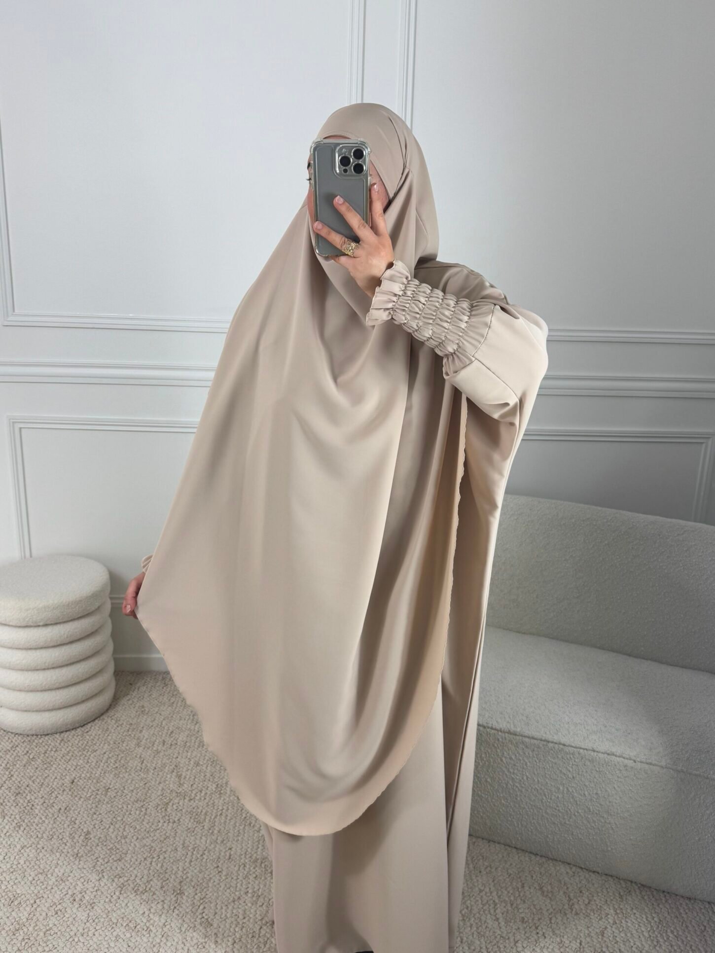 Set abaya & Long khimar - Beige