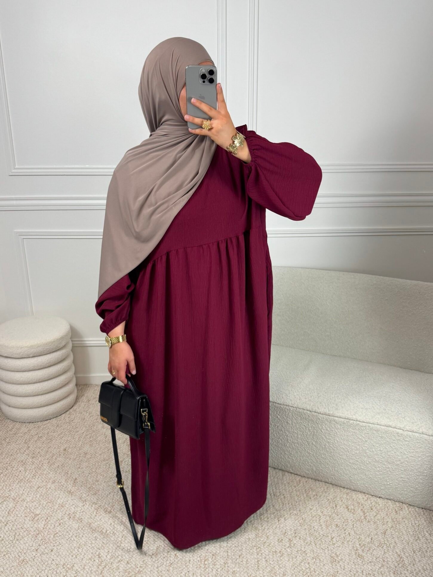 Abaya Manches Ballon Jazz - Rouge – Image 3