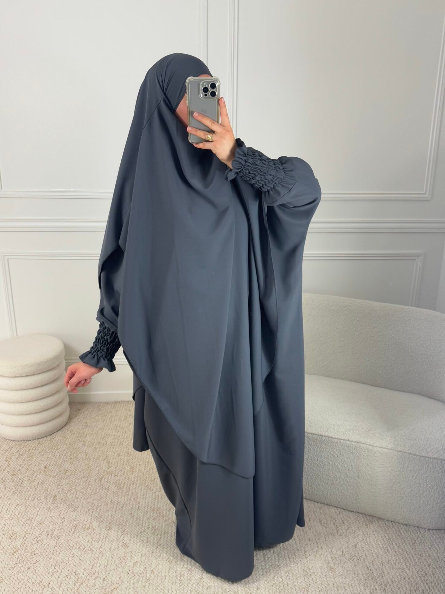 Set abaya & Long khimar - Anthracite