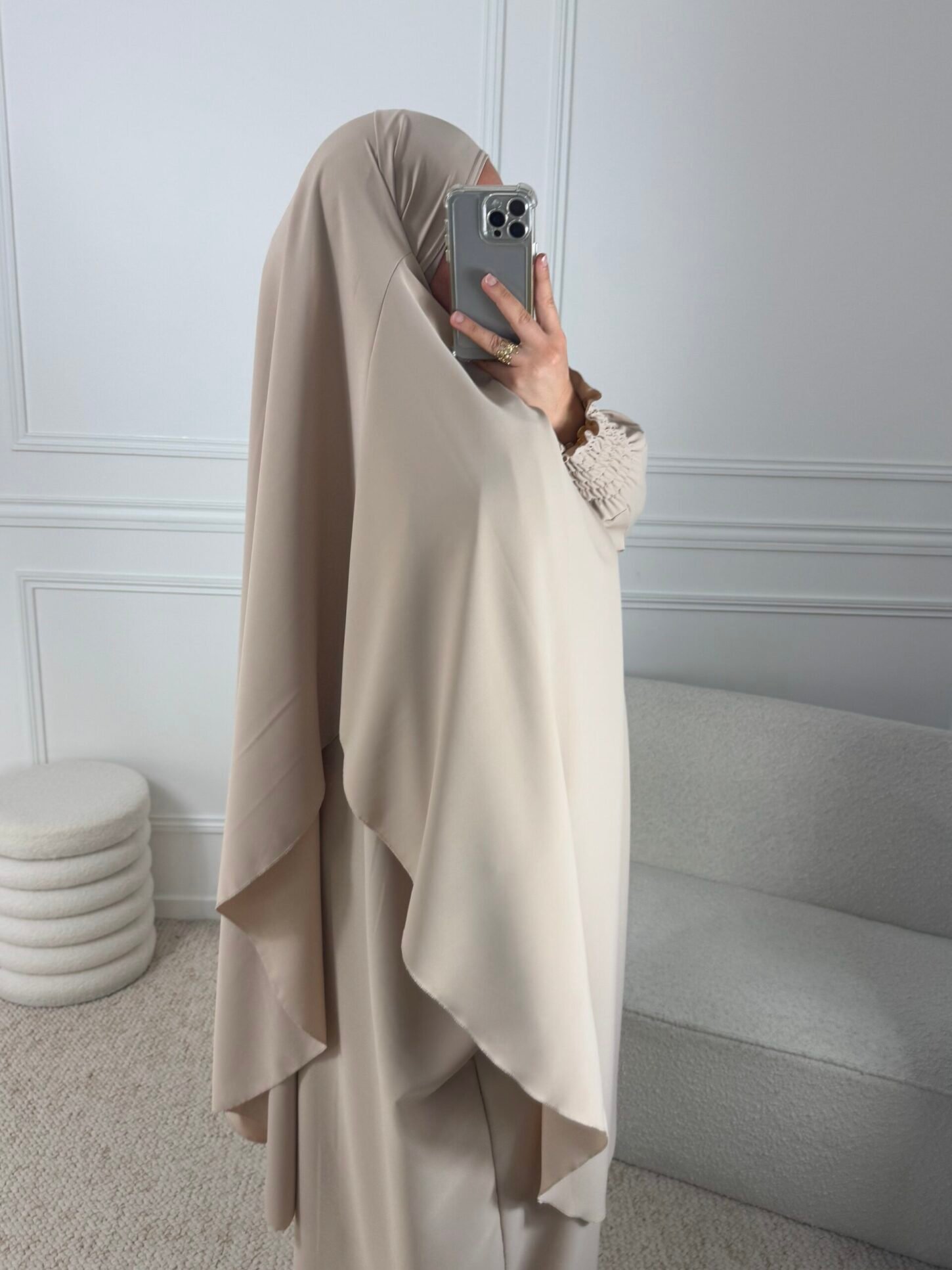 Set abaya & Long khimar - Beige – Image 2