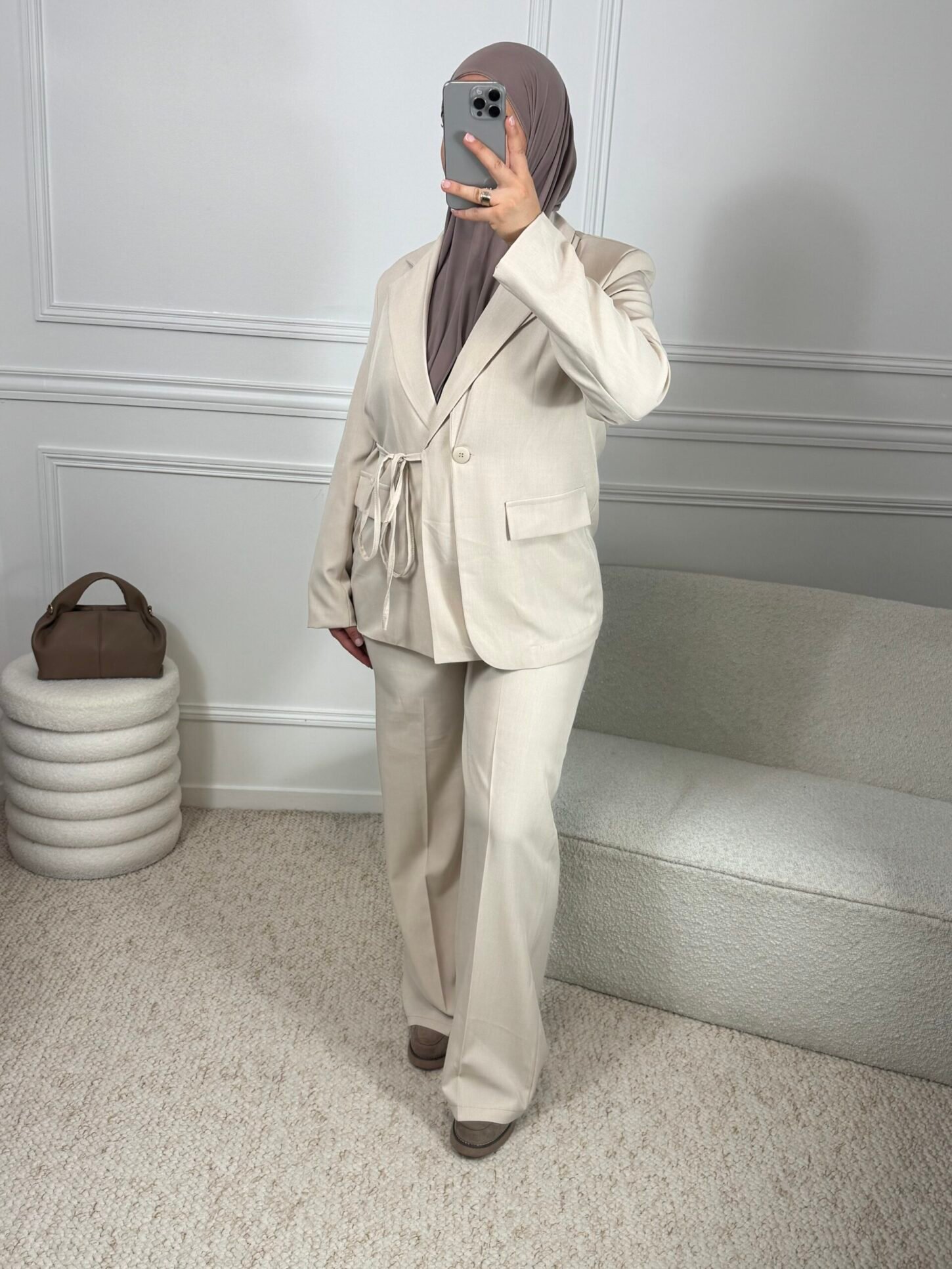 Ensemble Blazer noué - Beige