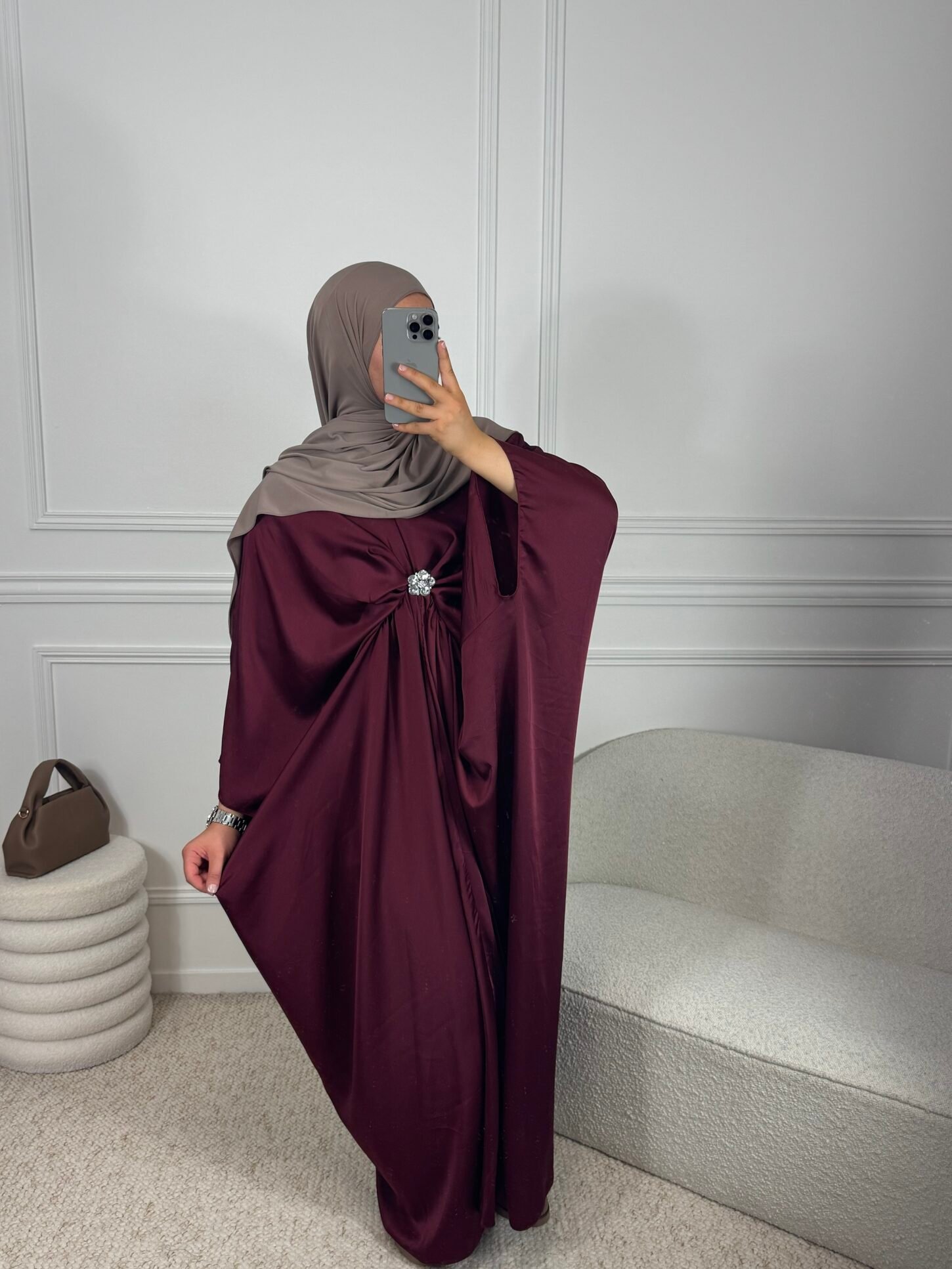 Abaya aida - bordeau
