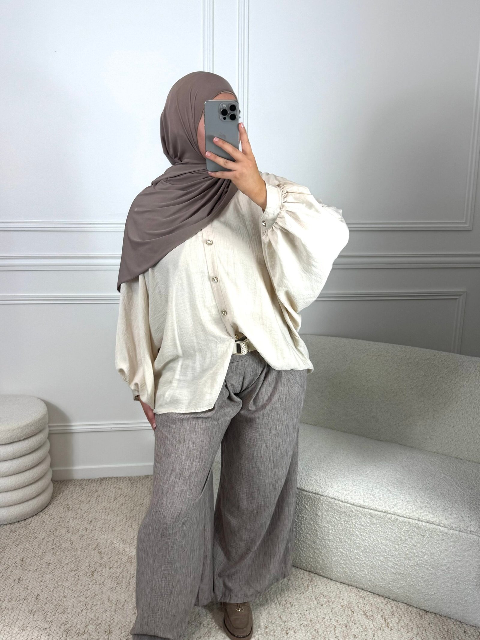 Pantalon Flare lin - taupe