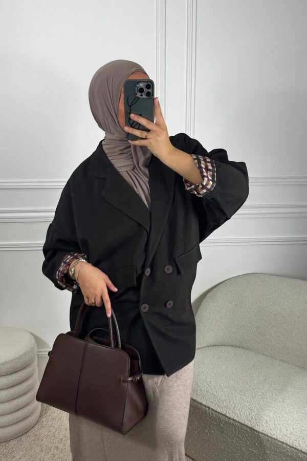 Blazer oversize à carreaux – marron