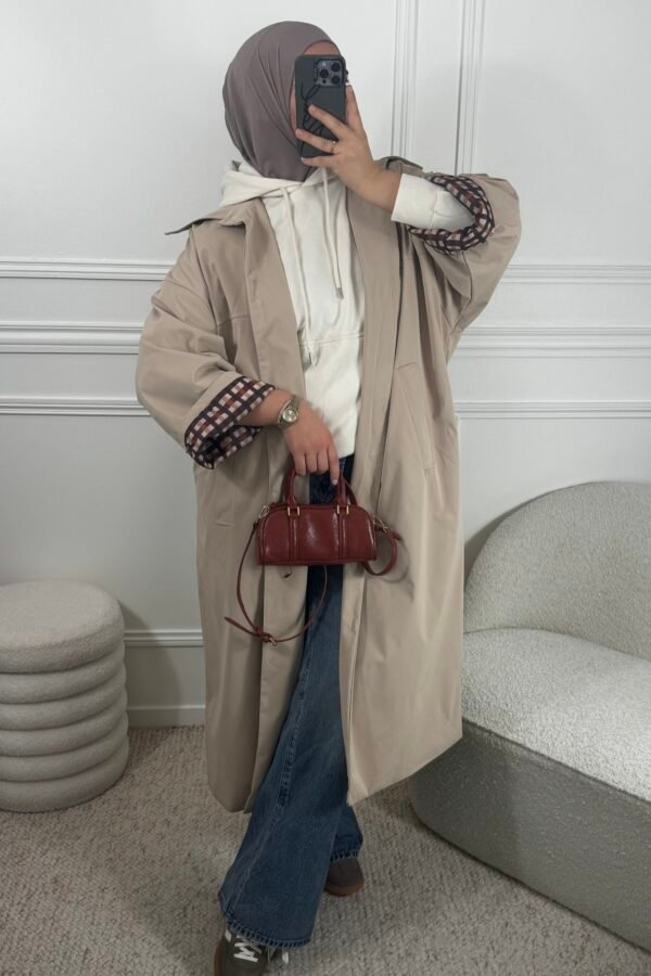Parka à carreaux - beige