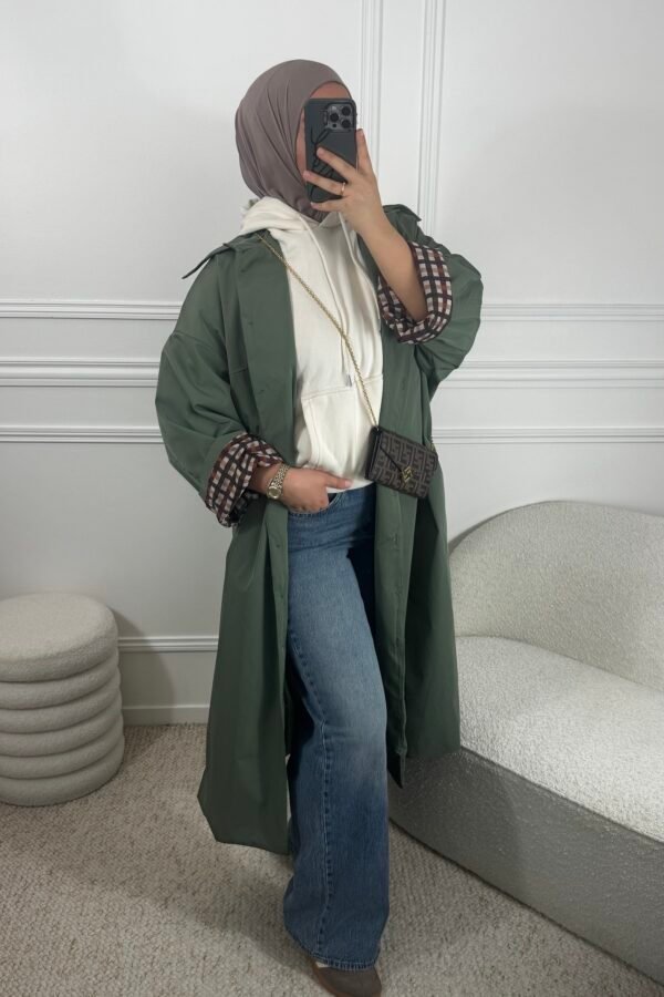 Parka à carreaux – kaki