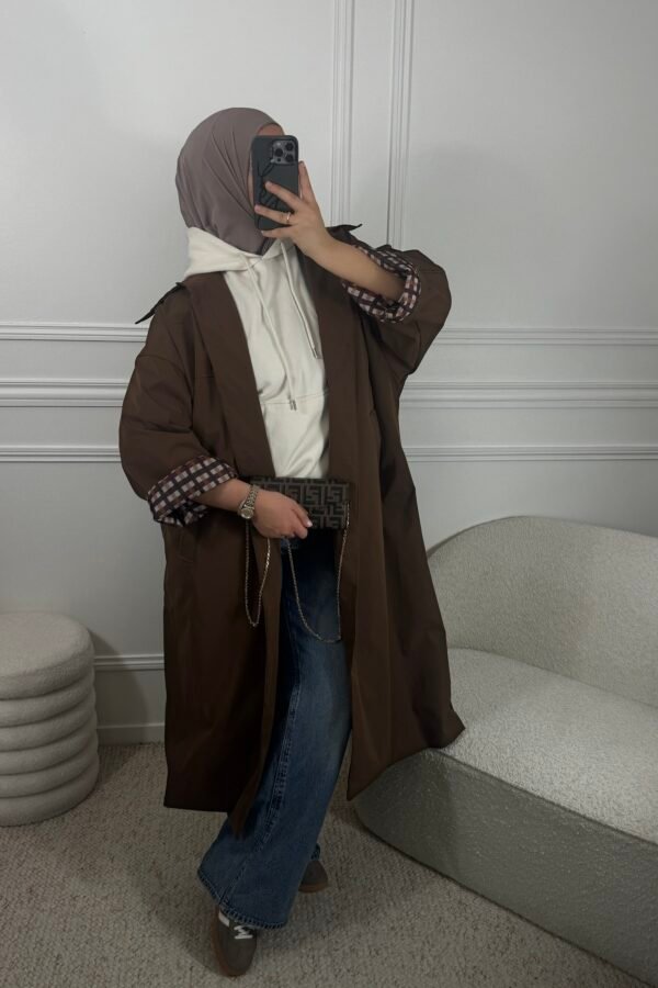 Parka à carreaux – marron