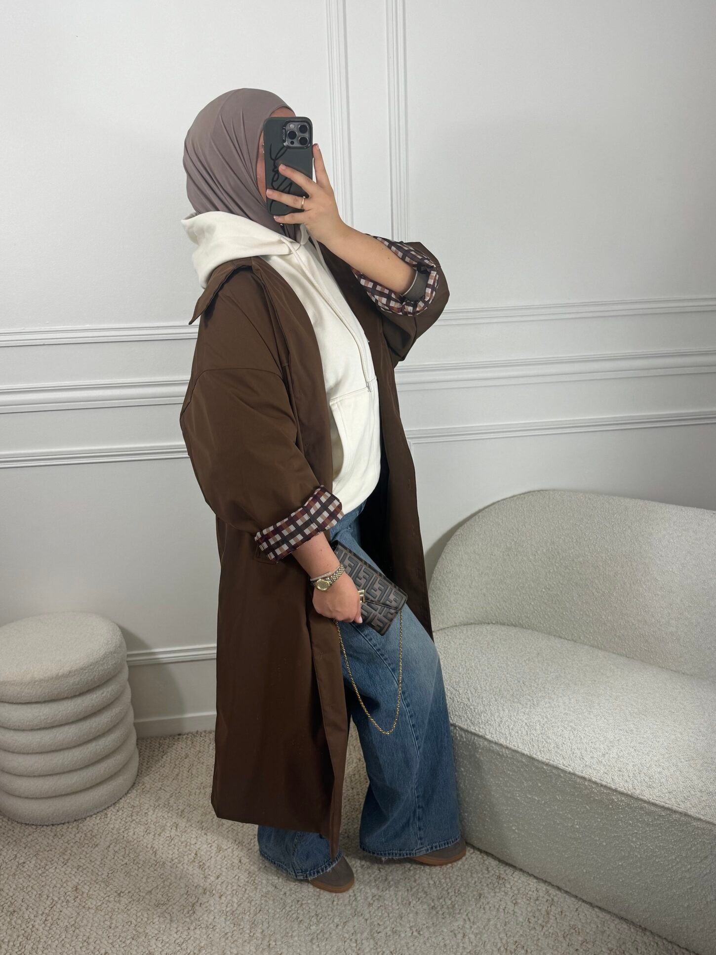 Parka à carreaux - marron – Image 2