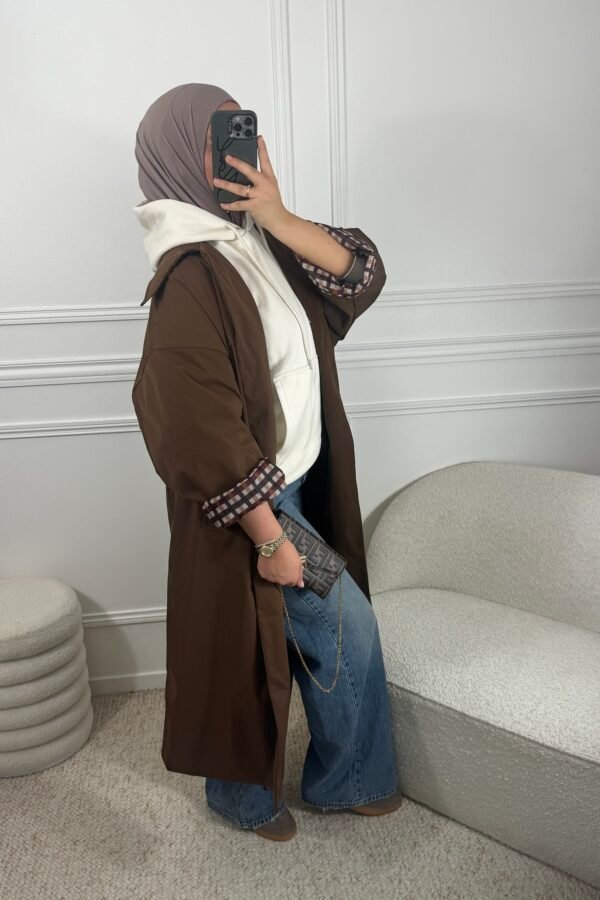 Parka à carreaux – marron