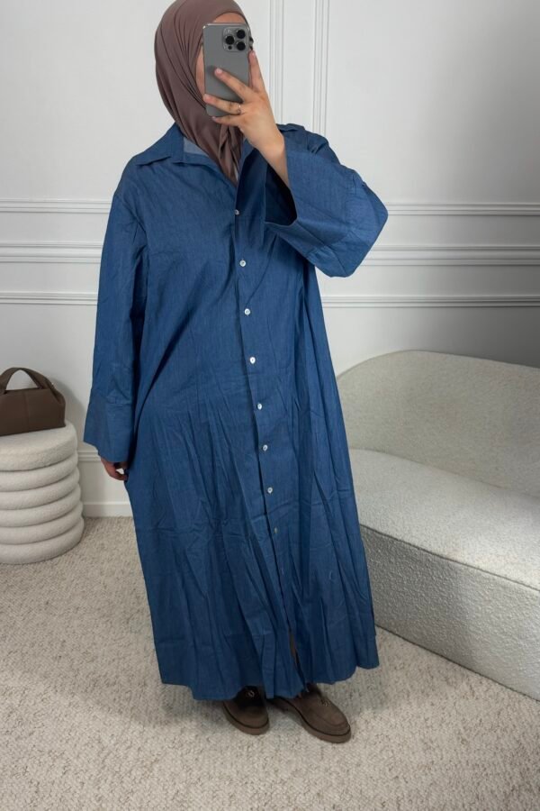 Abaya Chemise Effet jean – bleu foncé