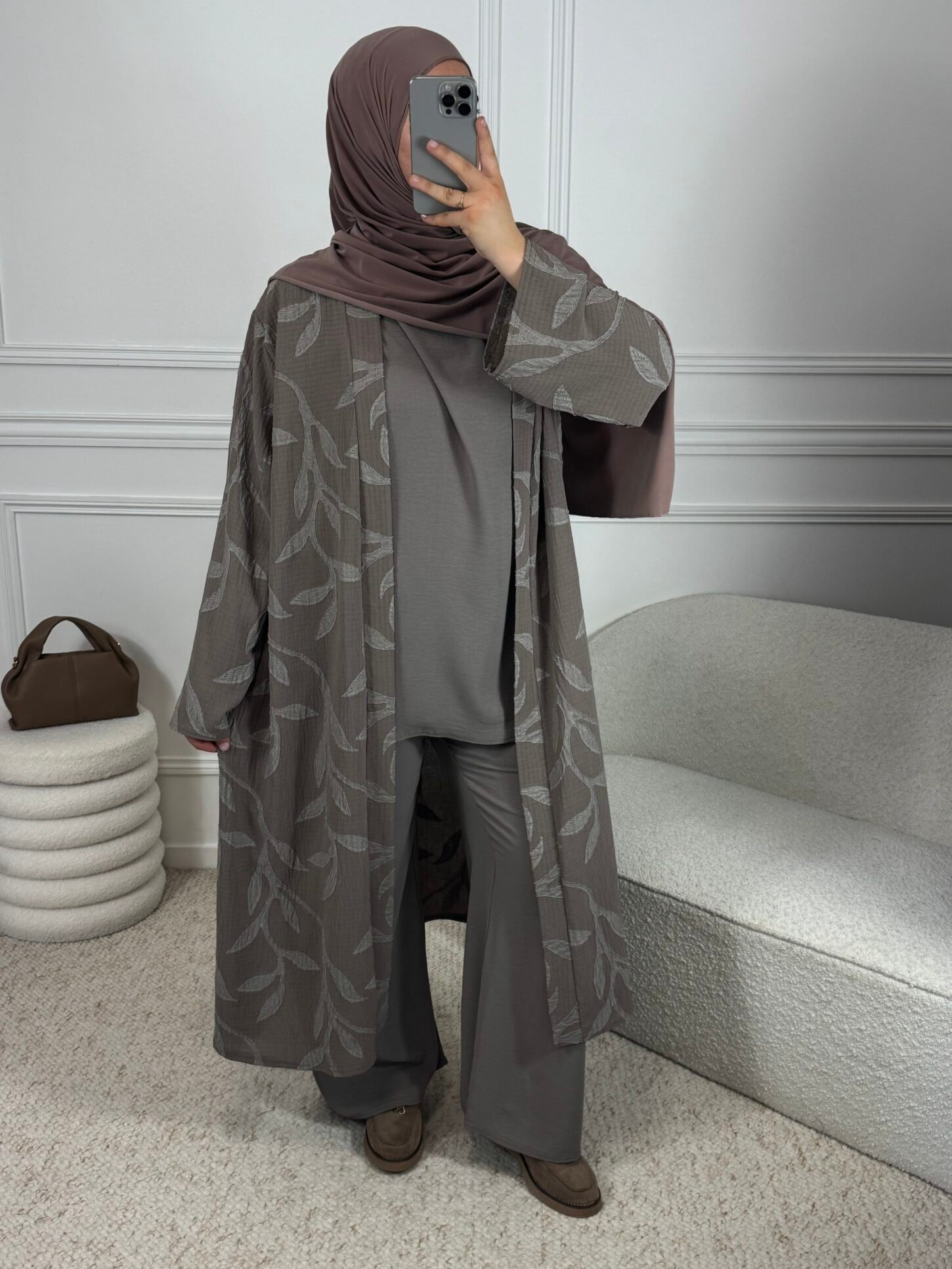 Set 3 pièces Fleuri - taupe