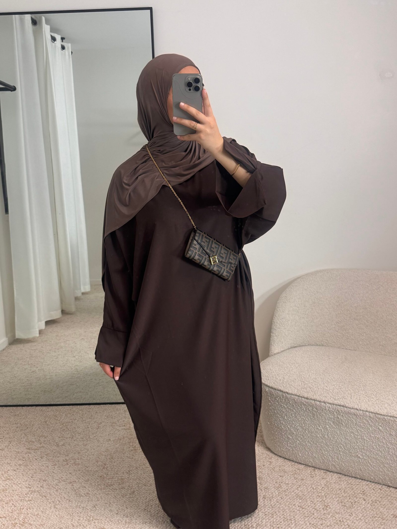 Abaya soie de medine marron - chocolate – Image 3