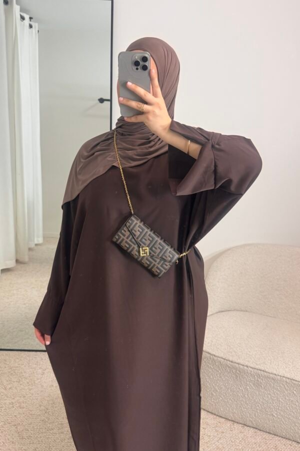 Abaya soie de medine marron – chocolate
