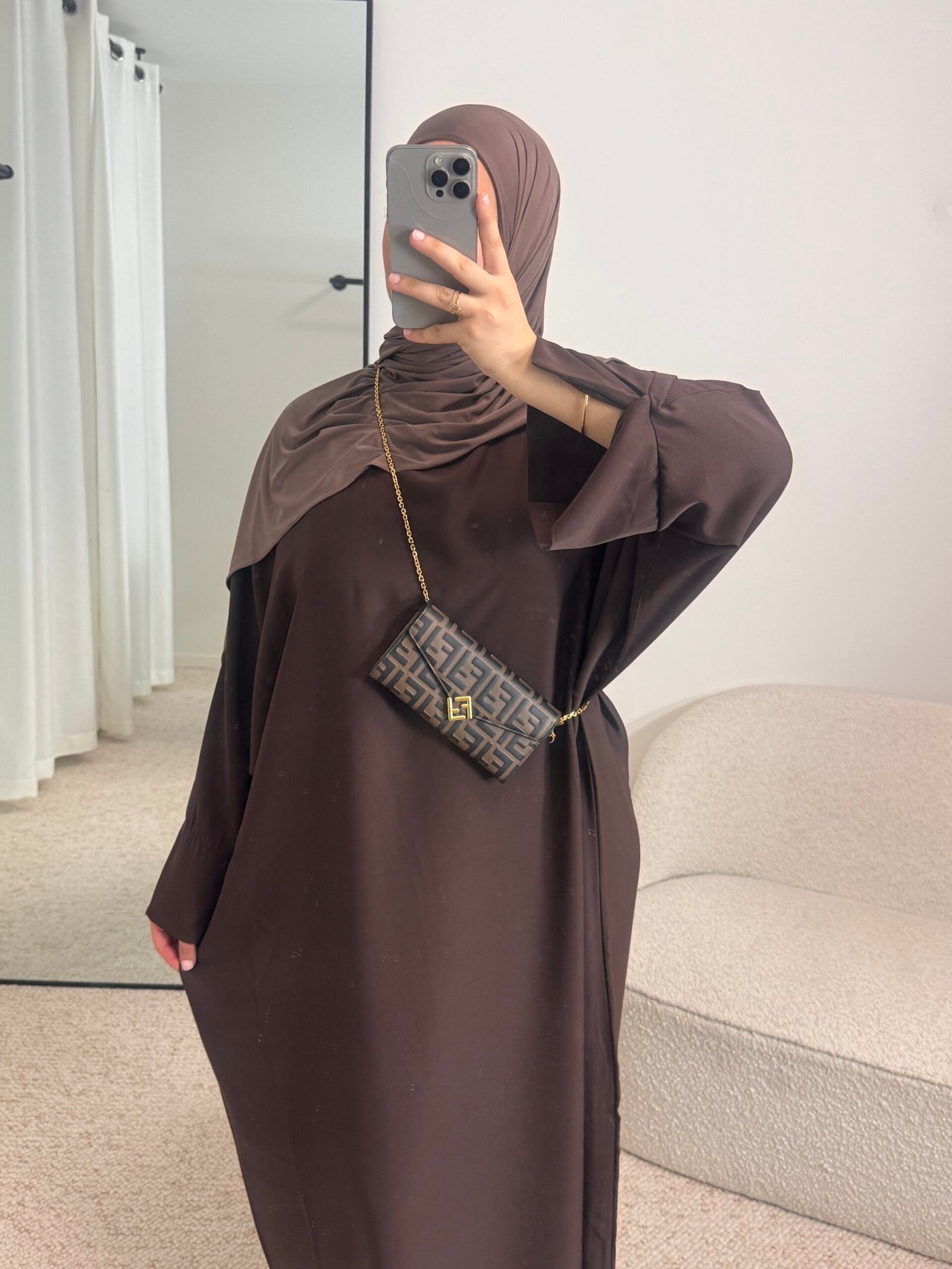 Abaya soie de medine marron - chocolate – Image 2